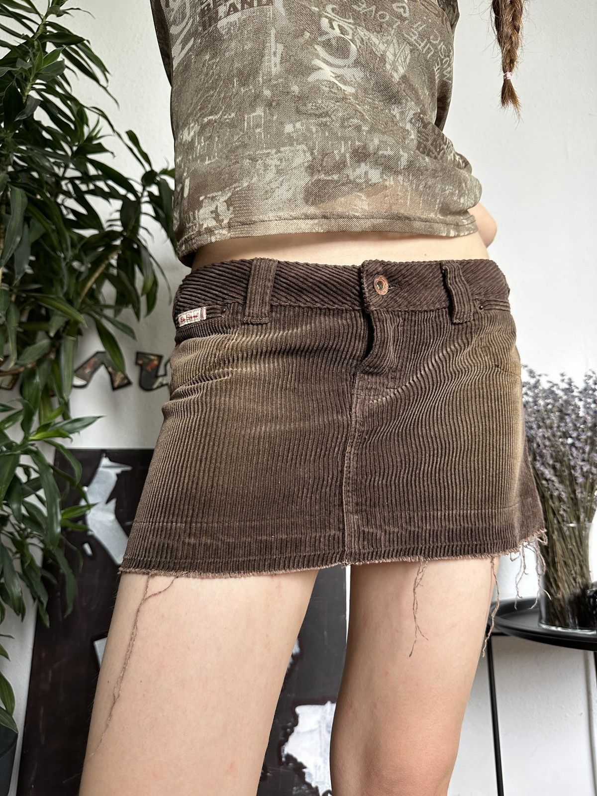 Ben Sherman × Vintage Corduroy Mini Micro Washed Faded Acid Skirt Pocket Size 30" / US 8 / IT 44 - 6 Thumbnail