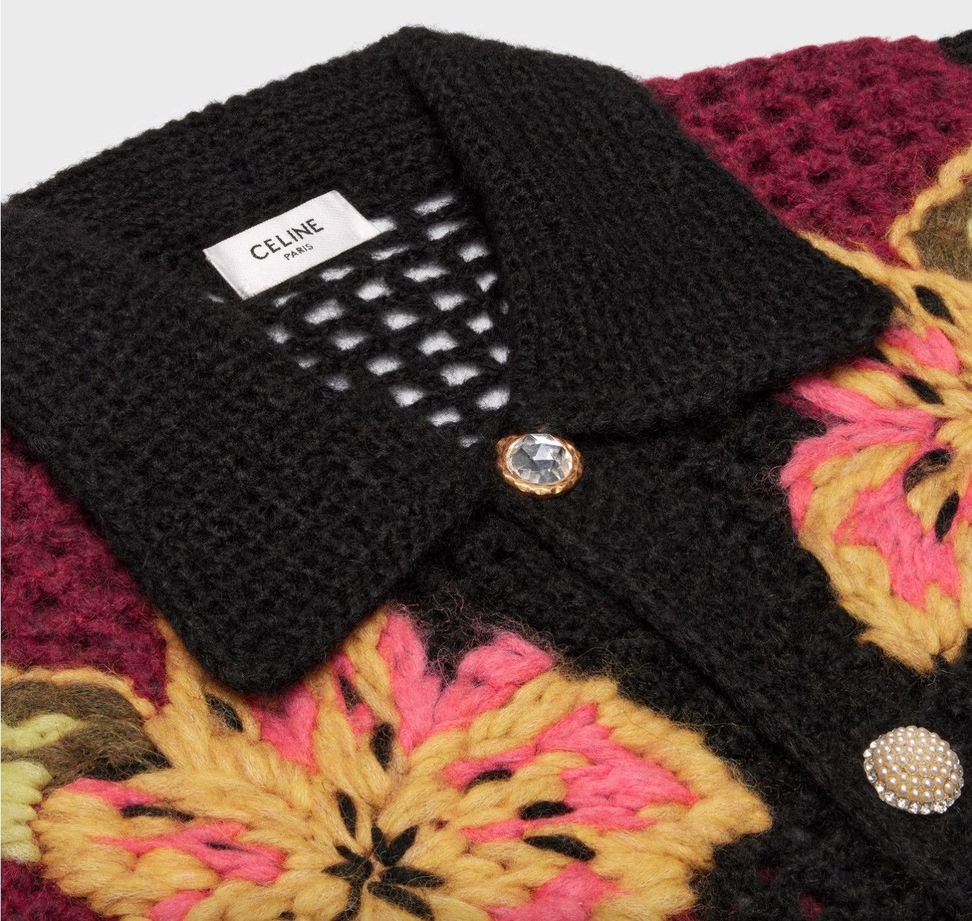 Celine o1bcso1str0824 Crocheted Floral Cardigan in Multicolor Size US XS / EU 42 / 0 - 3 Thumbnail