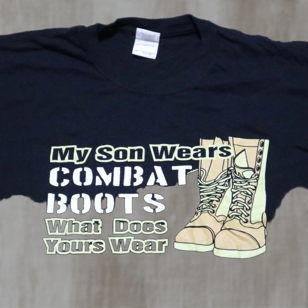 Gildan Proud Army Dad Shirt | My Son Wears Combat Boots | Men | 2XL | Black | Short Sleeve | Cotton | Gildan | Funny | All Seasons | Round Neck Size US XXL / EU 58 / 5 - 1 Thumbnail