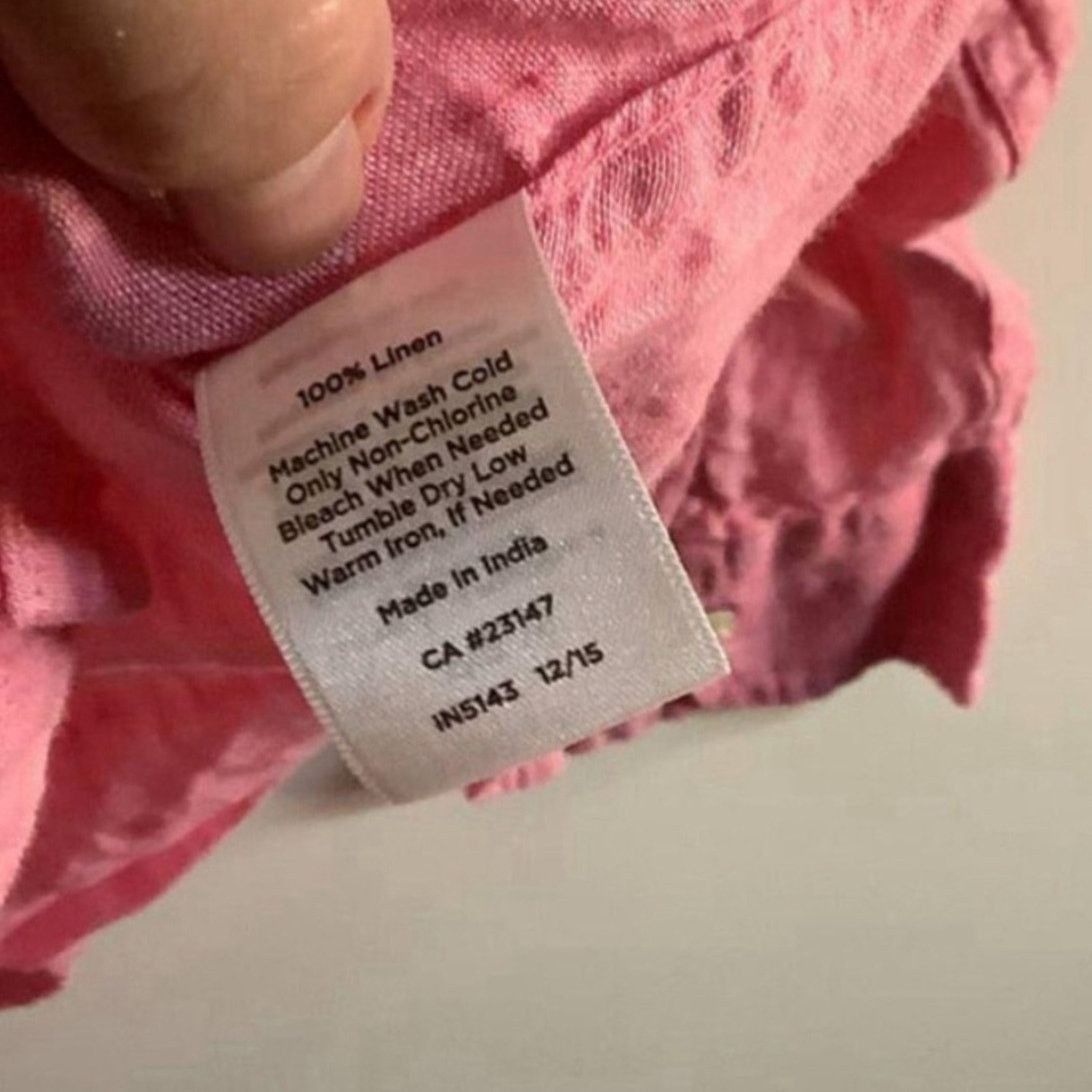 Other Classic Linen Button-Up Shirt Pink Talbots Large Size L / US 10 / IT 46 - 5 Thumbnail