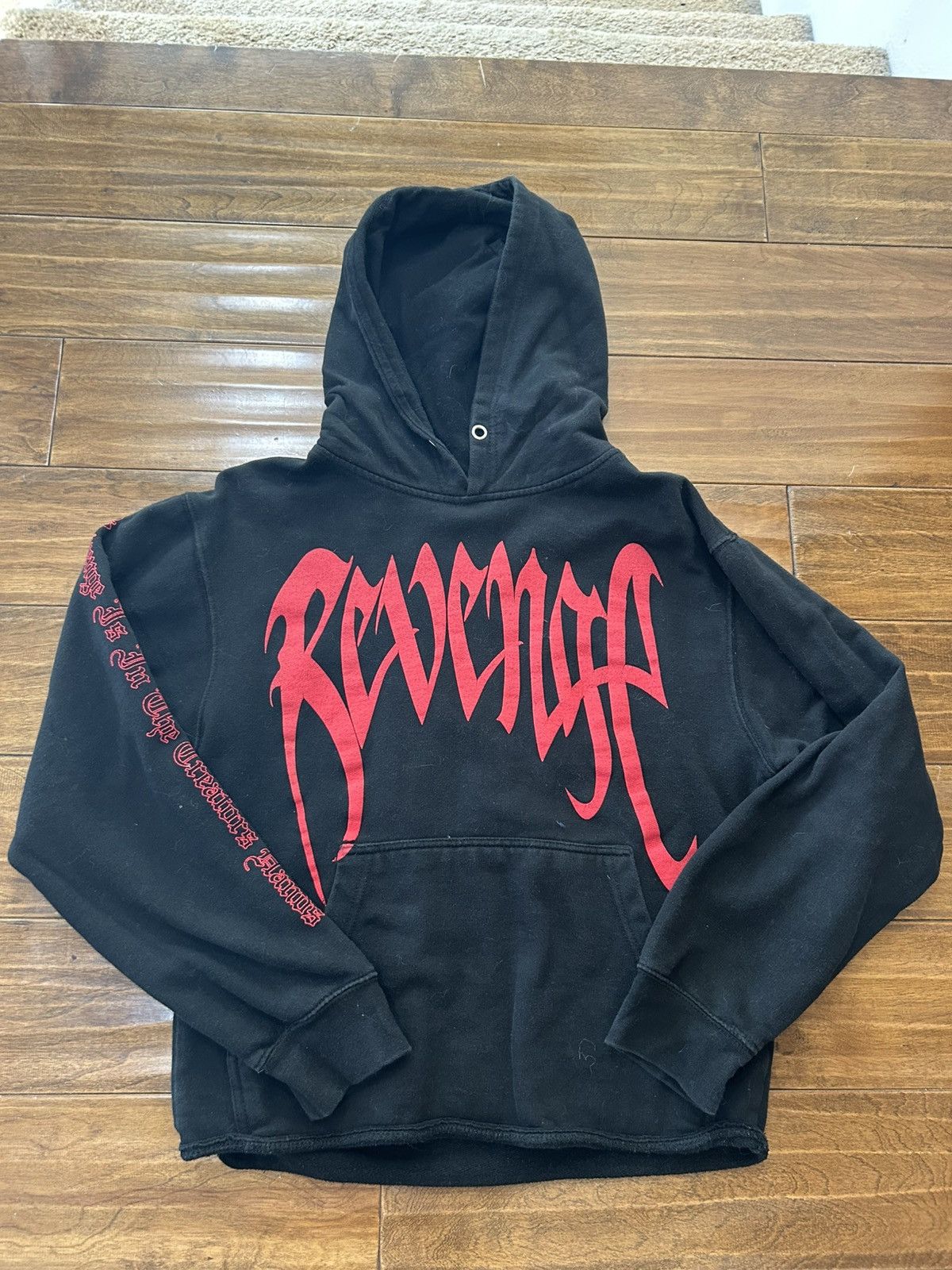 Pre-owned Revenge Skull Hoodie Used Small In Black