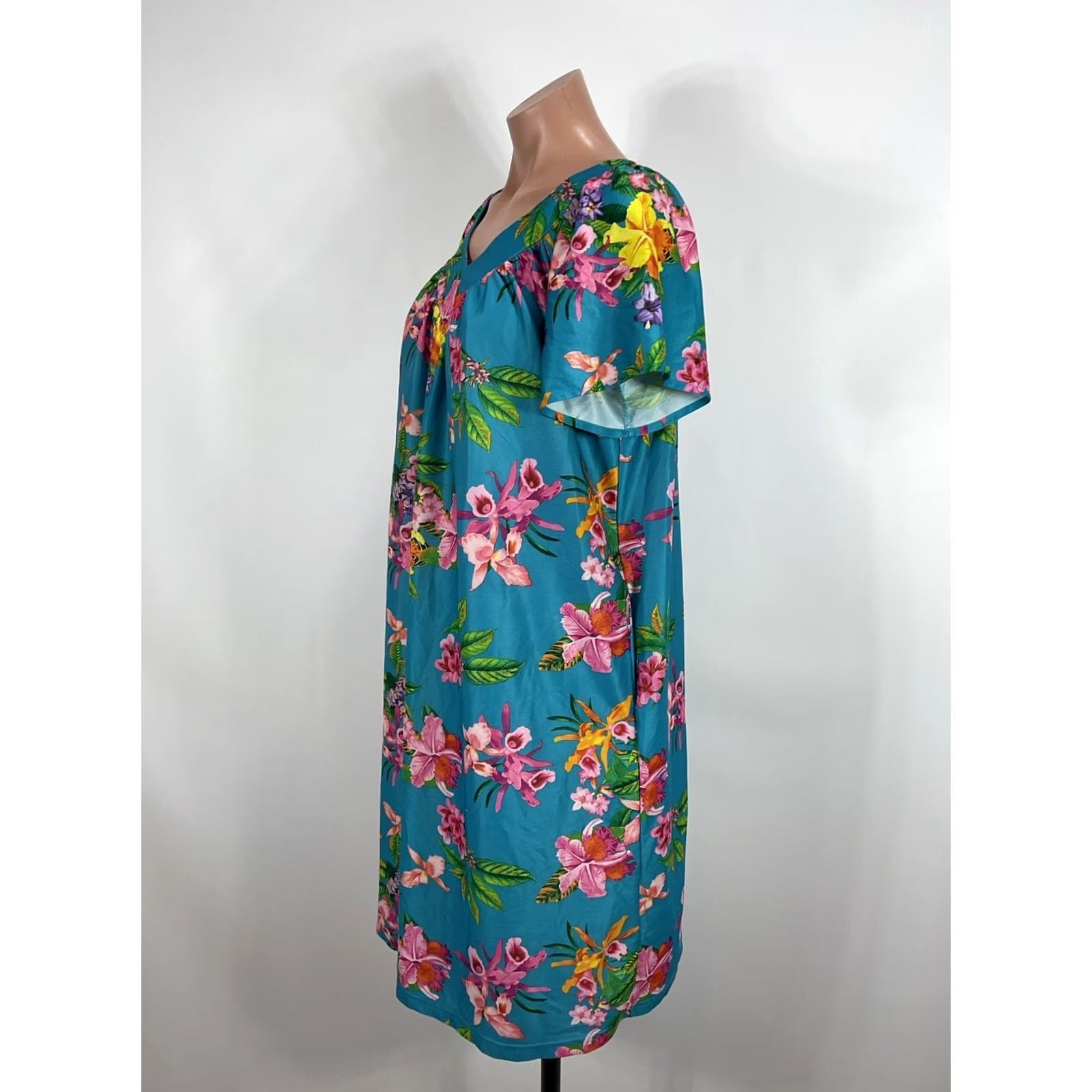Vintage VINTAGE Anthony Richards Kaftan House Dresss M Floral Orchids Tropical Dress Size M / US 6-8 / IT 42-44 - 6 Thumbnail