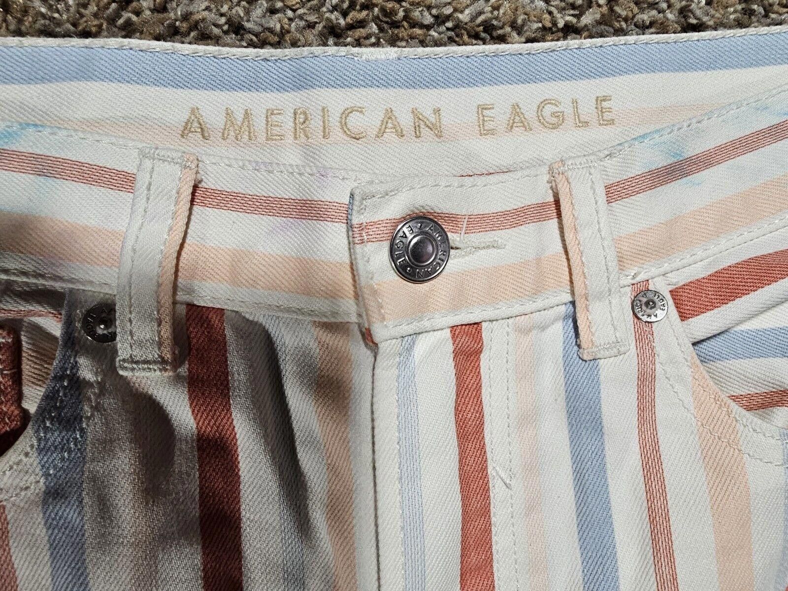Designer American Eagle Pastel Multicolored Stripe Mom Jean 6 Long Size 28" / US 6 / IT 42 - 2 Thumbnail