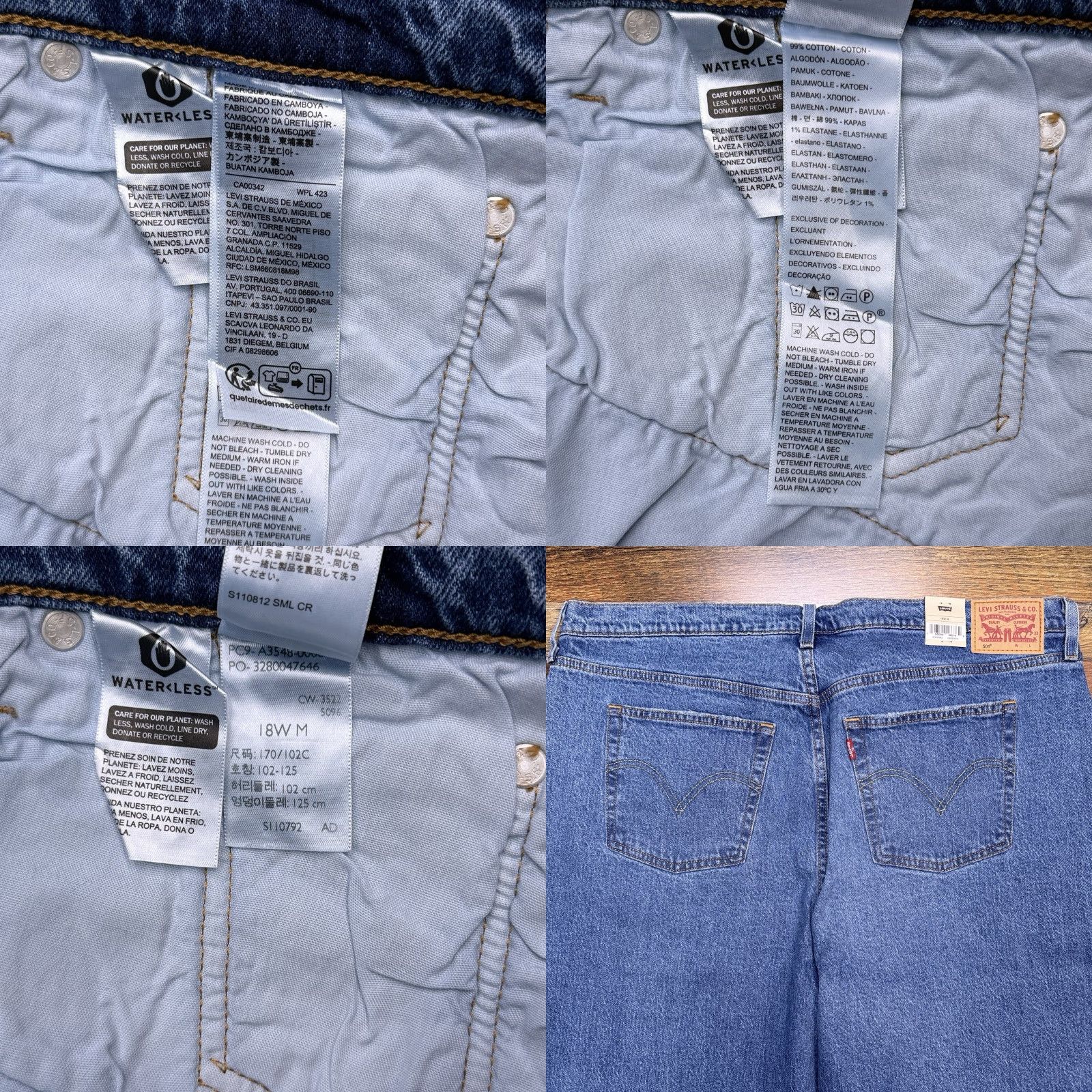 Levi's Levi's 501 Original Straight Jeans Womens 18W Plus High Rise Stretch Blue Denim NWT 5-Pocket Classic 90s Style Size 40" / US 18 - 8 Thumbnail