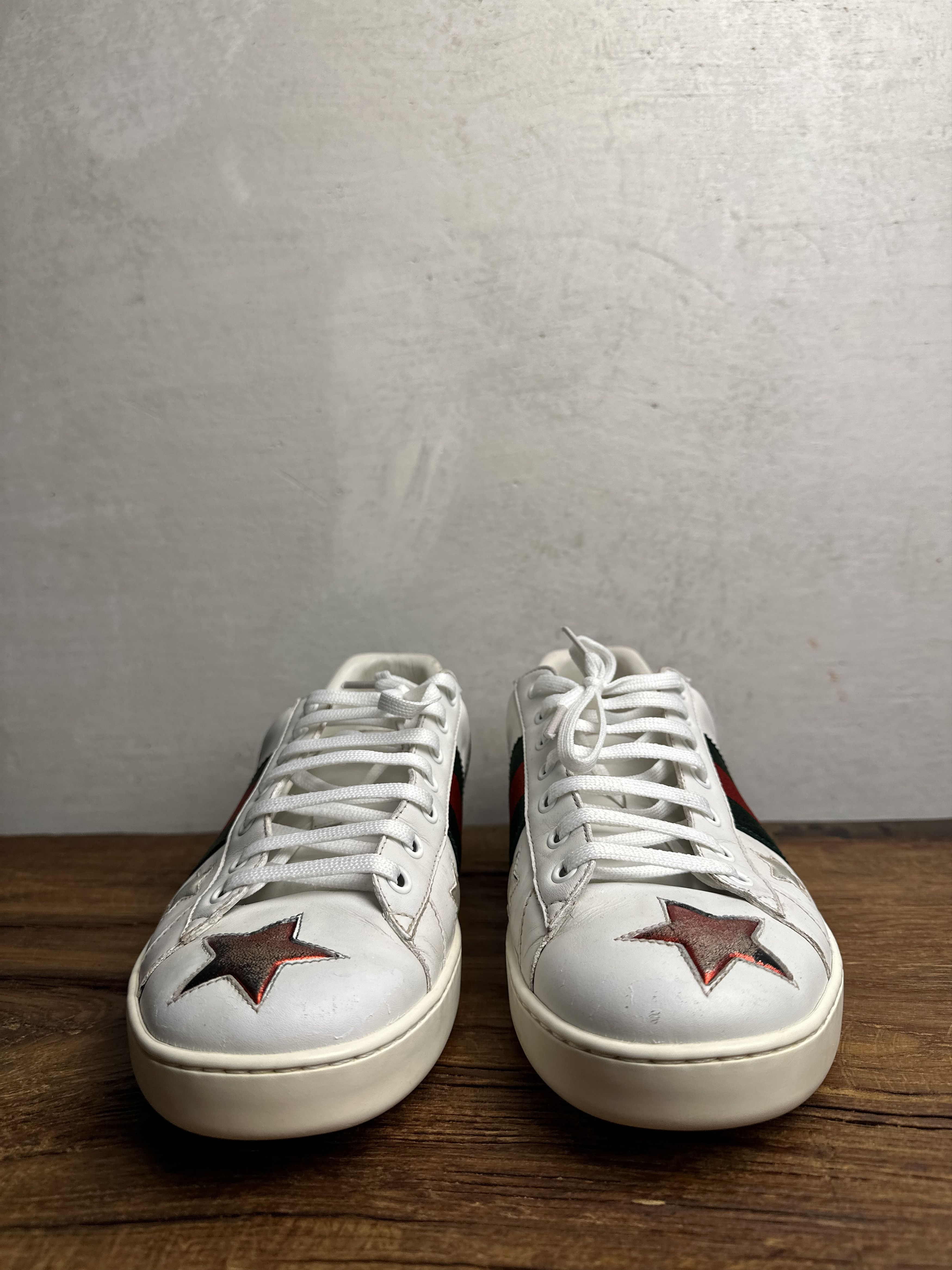 Gucci Gucci Gucci White Leather Ace Metallic Stars Low Top Size US 10 / EU 43 - 7 Thumbnail