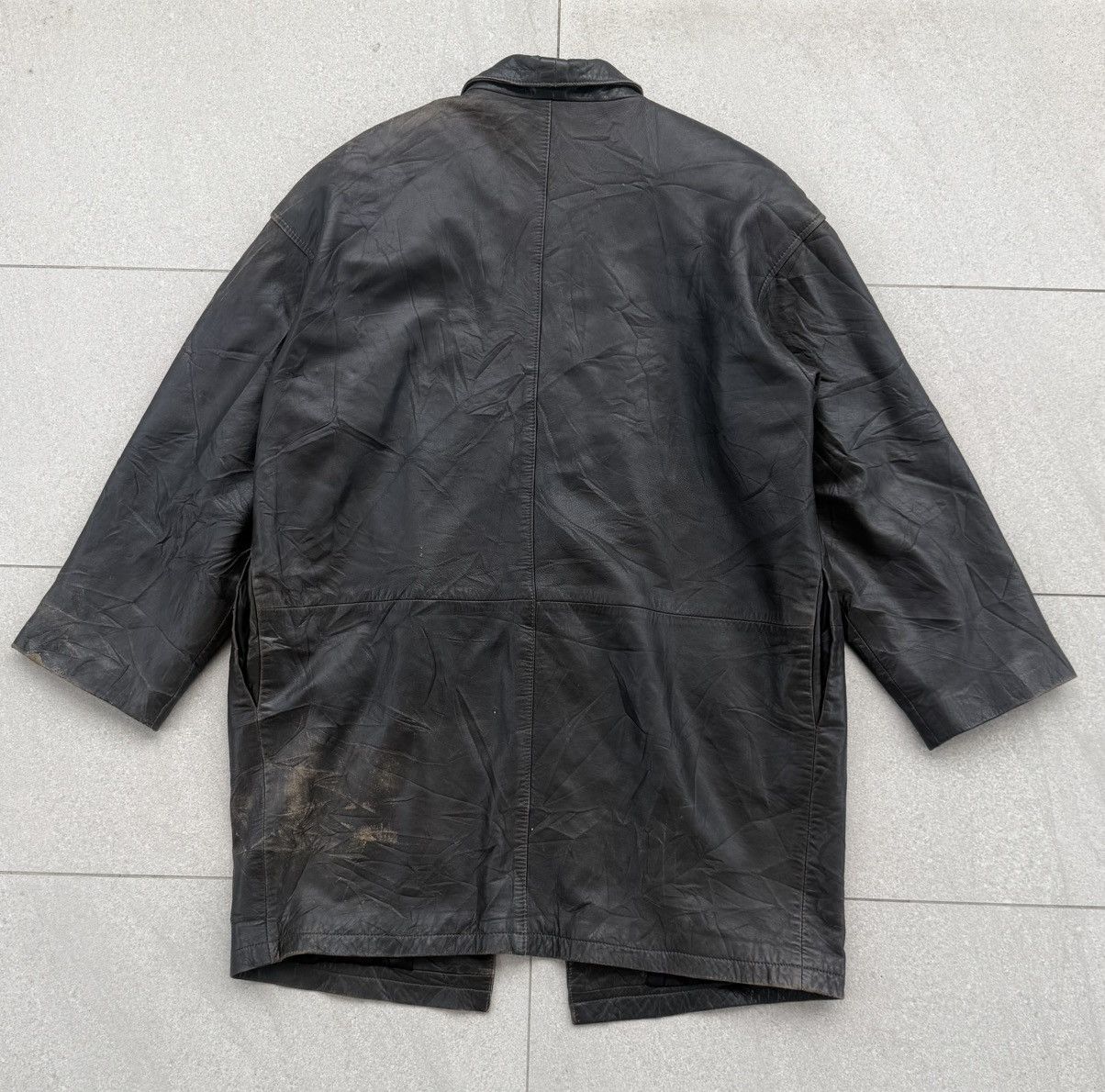 Balenciaga Balenciaga Leather Distressed Coat Black Oversized Jacket Size US L / EU 52-54 / 3 - 2 Thumbnail