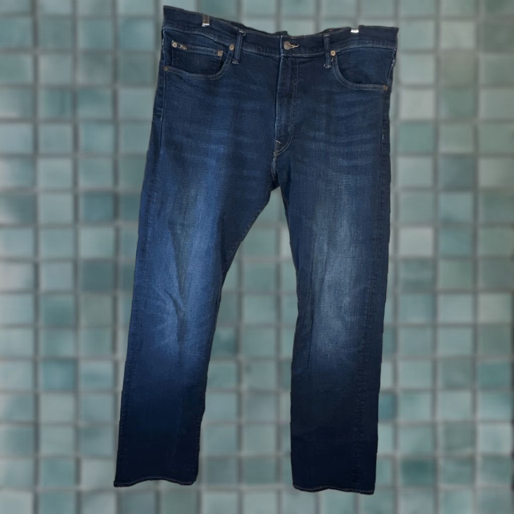 VINTAGE Polo Ralph Lauren Jeans Mens 38Tx36 Blue The Hampton Relaxed Straight Dark Wash Jeans Mens 38 Tx 36 Blue Straight Mens