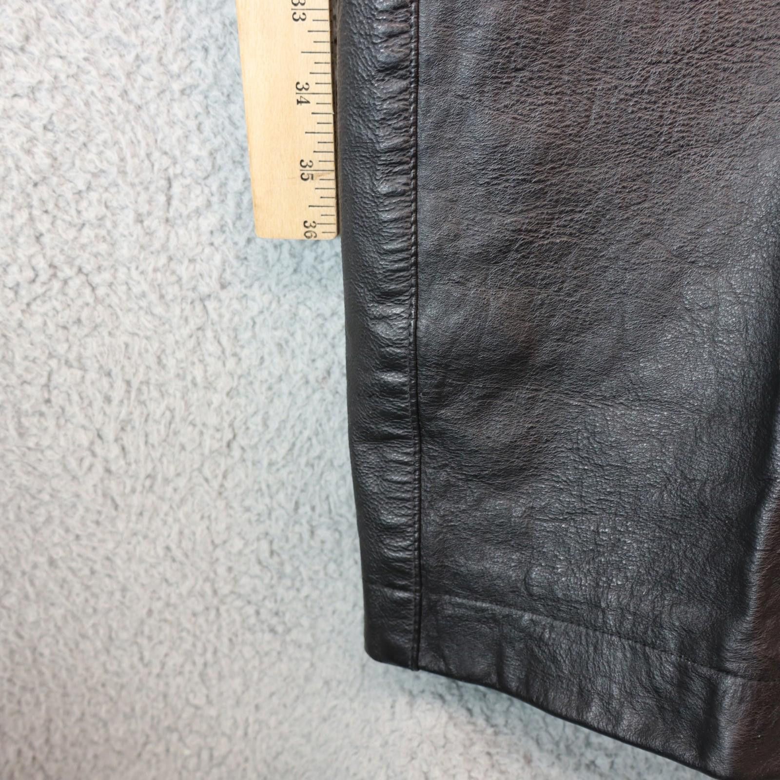 The Unbranded Brand Leather Jean Men 34x30 L42 Black Vtg Biker Motorcycle India Size US 34 / EU 50 - 5 Thumbnail