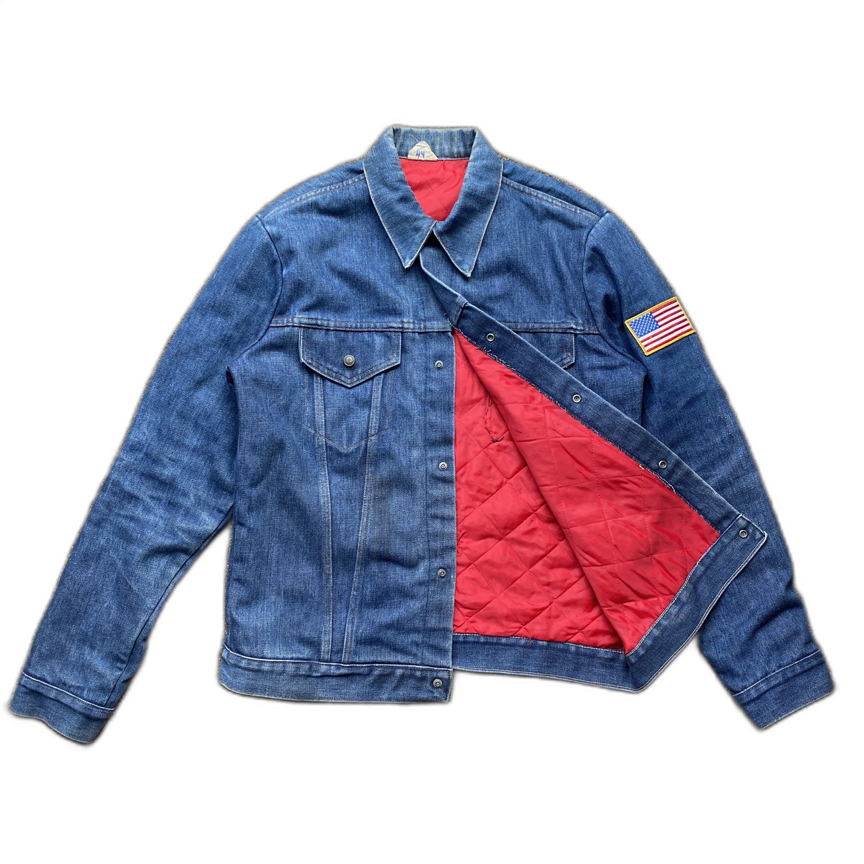 Vintage Vintage 70s Patched Denim Trucker Jacket Quilted Lined Size US L / EU 52-54 / 3 - 1 Thumbnail