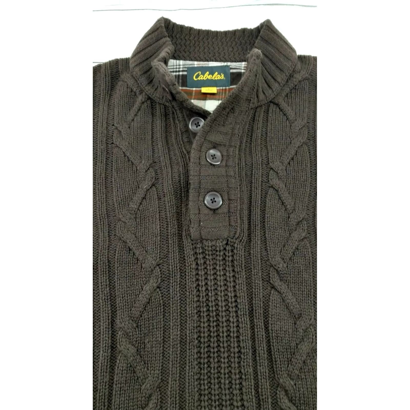 Vintage CABELAS Men's Sweater Cable Knit Brown Mock Neck Outdoor Large Shirt Men Size US L / EU 52-54 / 3 - 5 Thumbnail