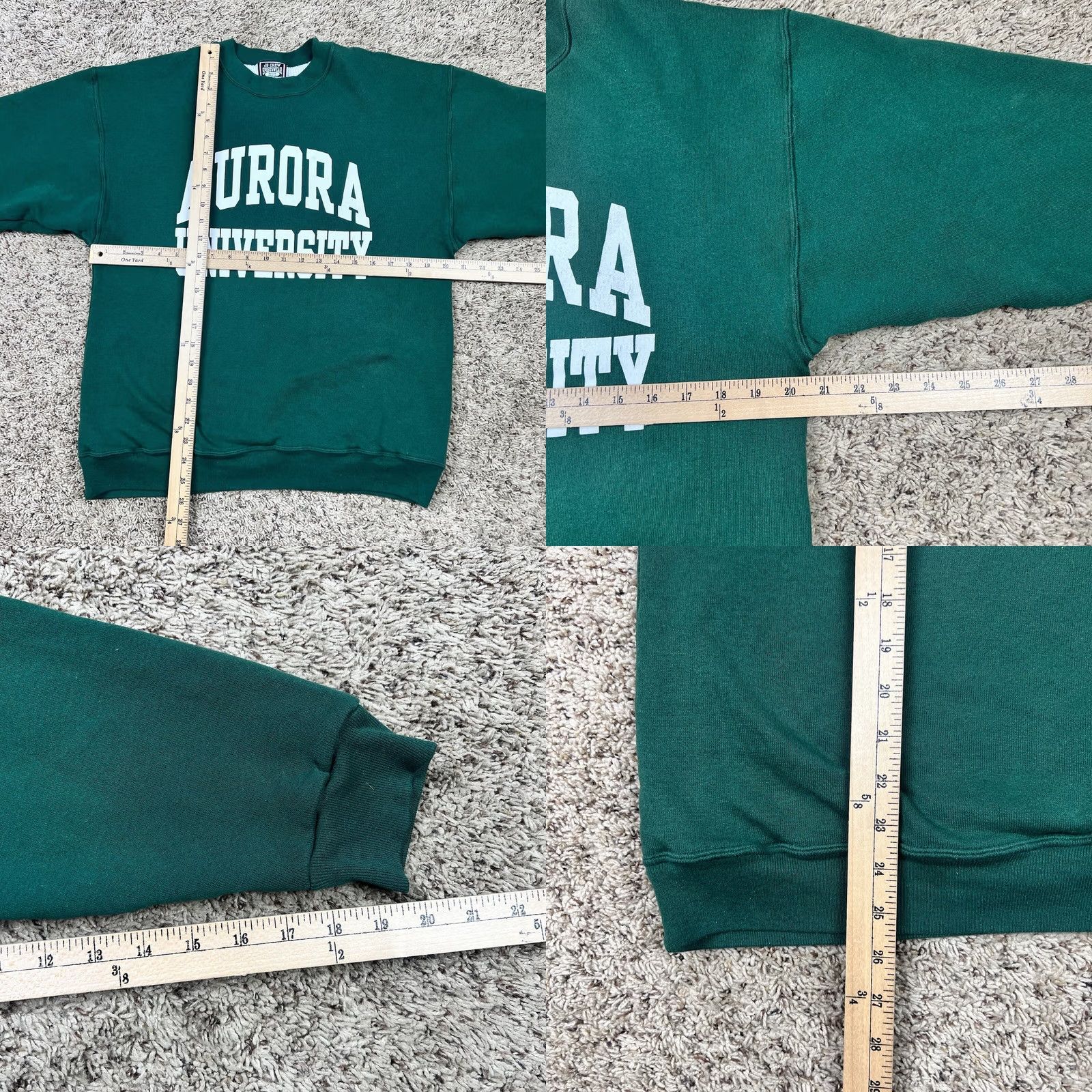 Vintage VINTAGE Aurora University Sweatshirt Crewneck Adult M Green 90s Lined Pullover Shirt Mens Size US M / EU 48-50 / 2 - 8 Thumbnail