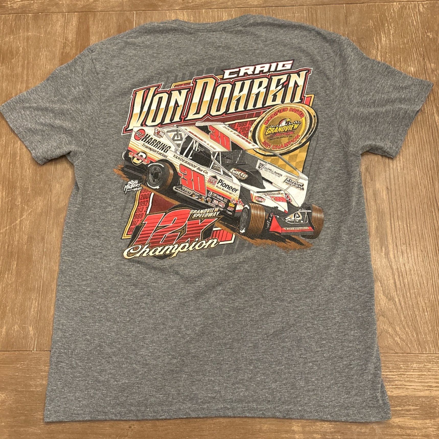 Vintage Modified Racing T Shirt Craig Von Dohren Grandview Speedway PA M Mens Gray Shirt Size M Size US M / EU 48-50 / 2 - 5 Thumbnail