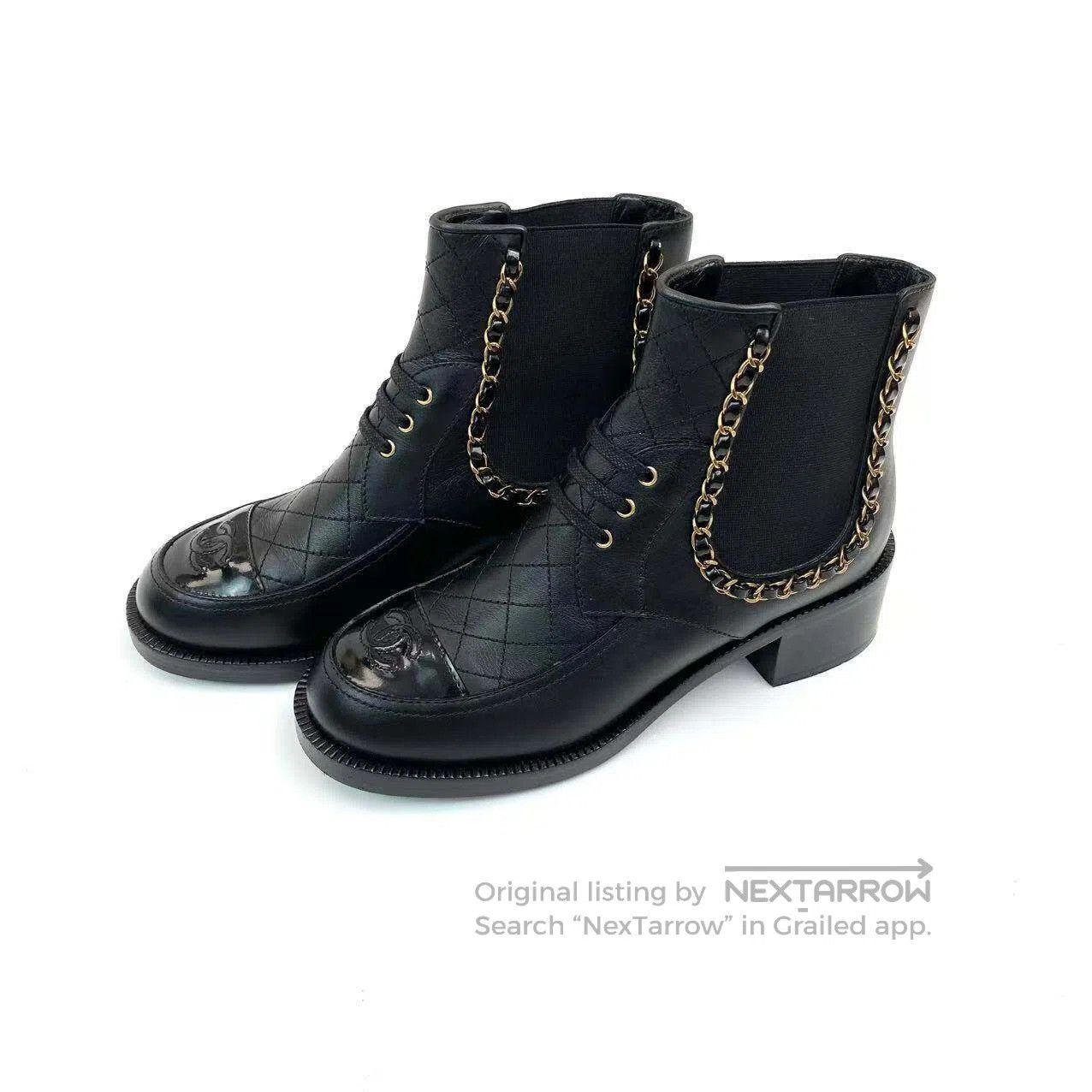Chanel Chanel Double C logo chain adorned booties| Size US 5.5 / IT 35.5 - 1 Thumbnail