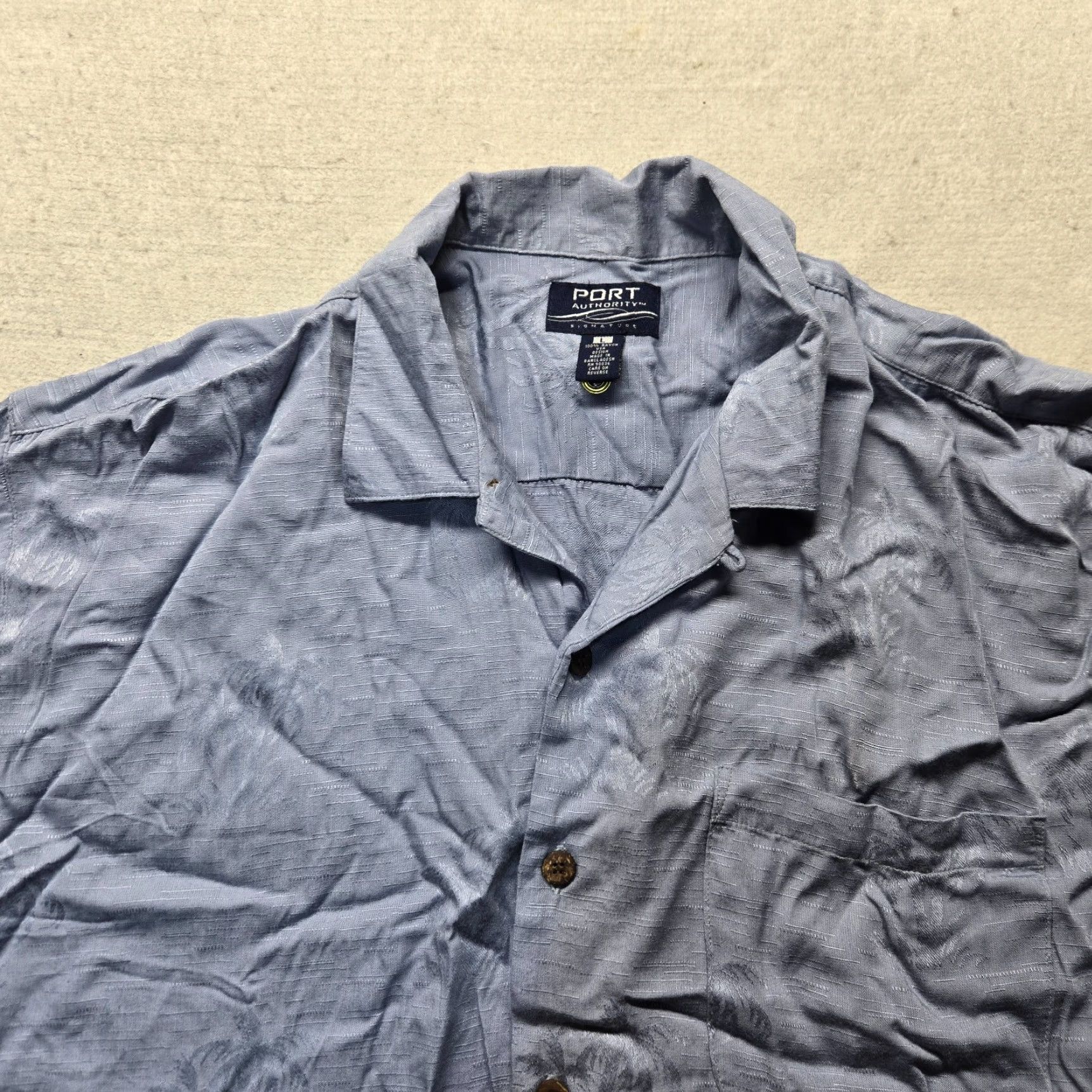 Port Authority Port Authority Shirt Blue Hawaii Palm Tree Print Button Up Short Sleeve Men's L Size US L / EU 52-54 / 3 - 2 Thumbnail