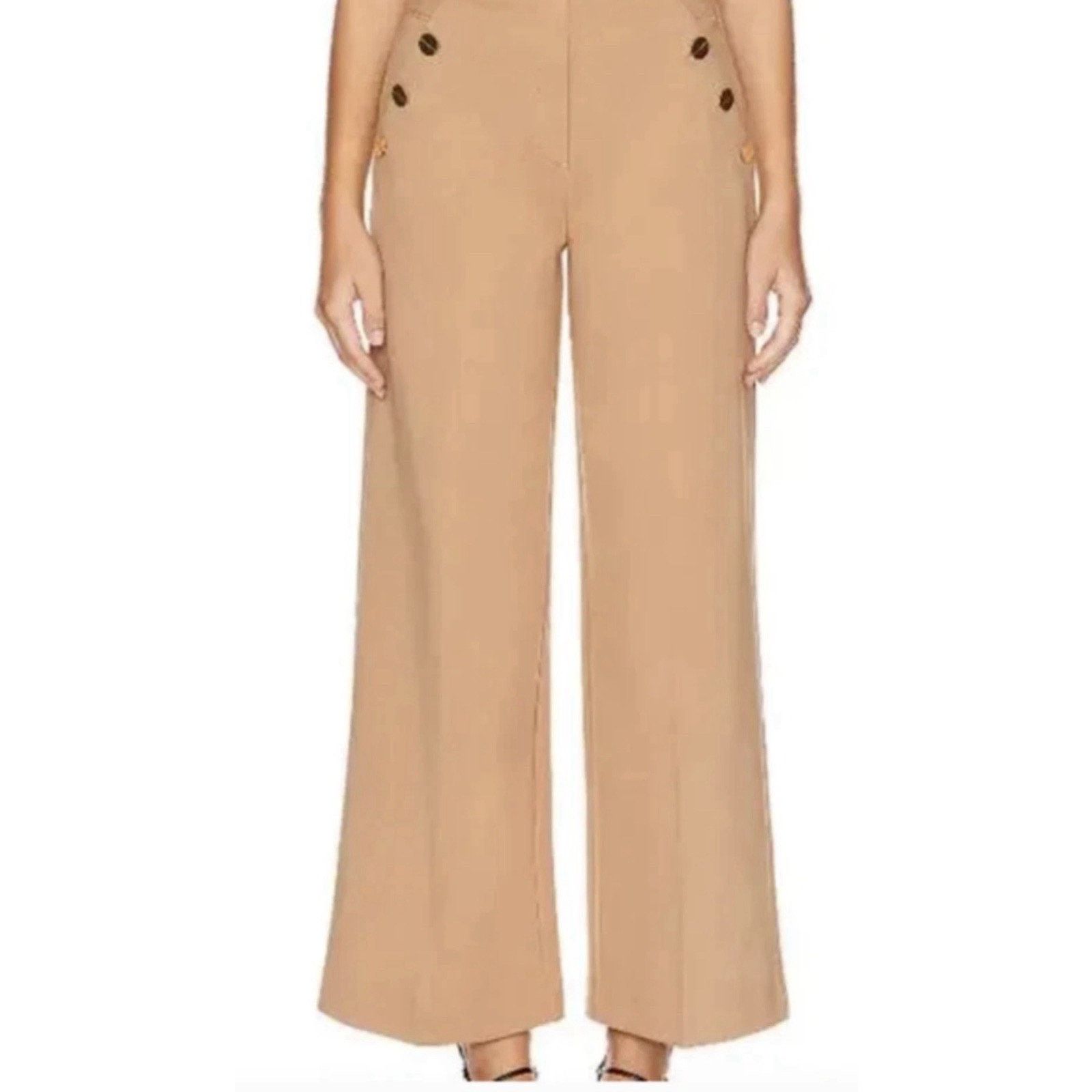 Spanx SPANX Perfect Pant Ponte Button Front Wide Leg Tan M Size 28" / US 6 / IT 42 - 1 Thumbnail