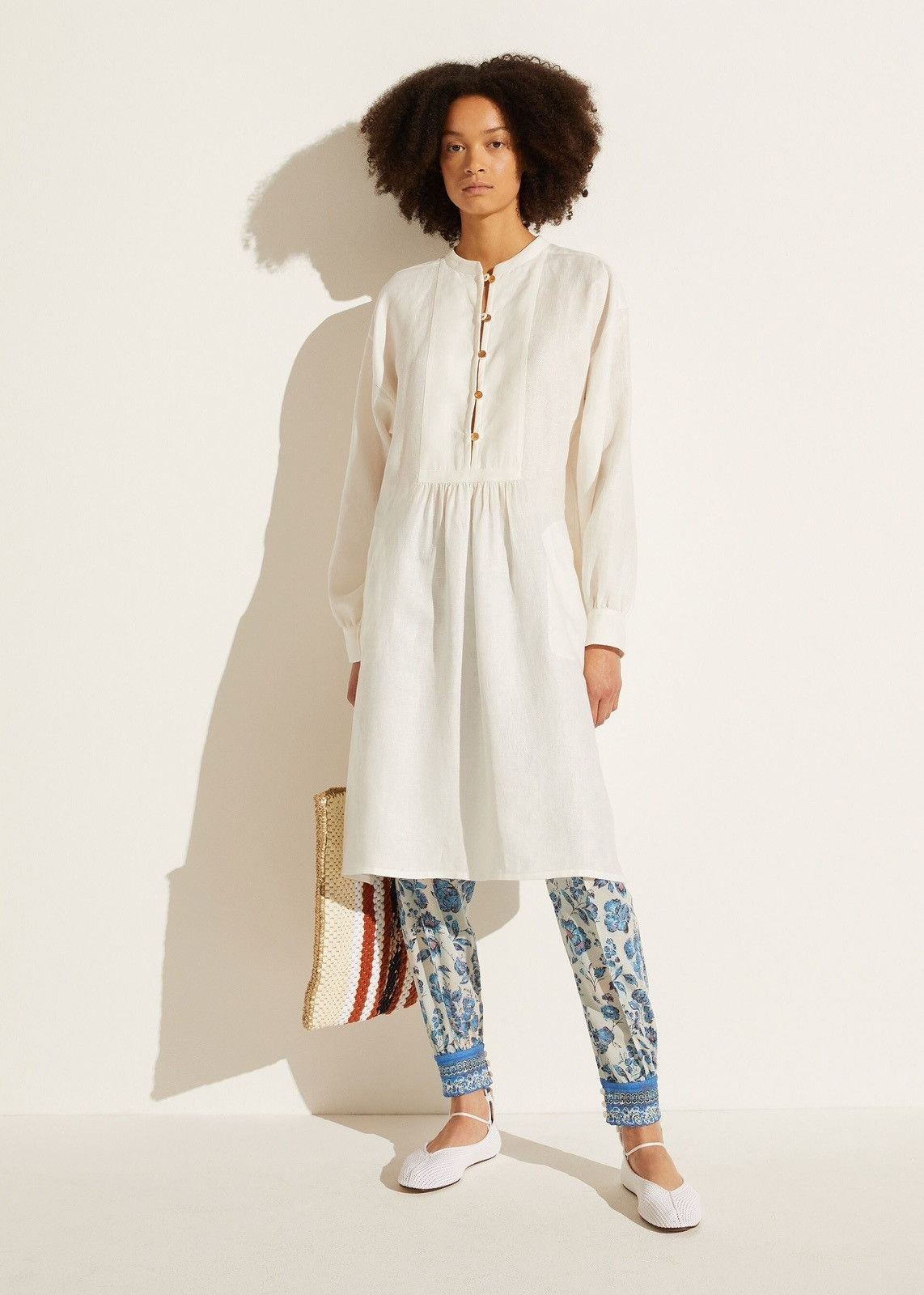 Loro Piana o1srvl11e0824 Livien Breeze Midi Dress in White Size M / US 6-8 / IT 42-44 - 3 Thumbnail