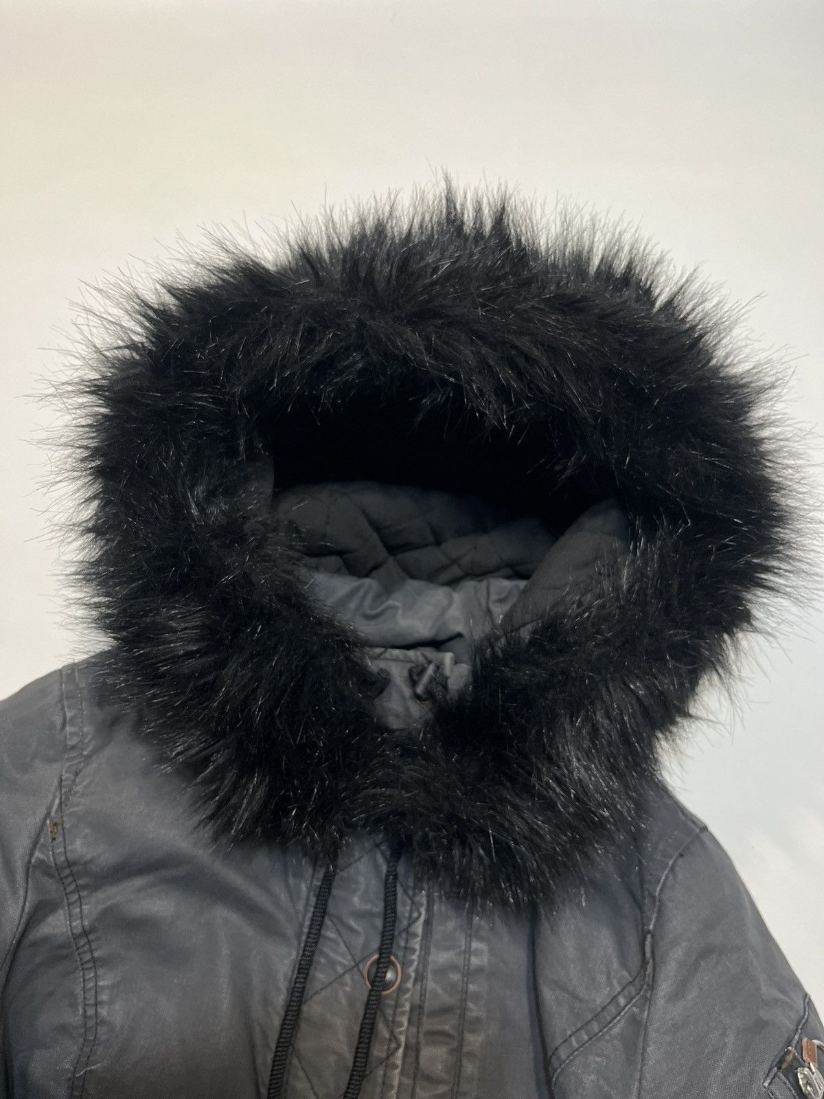 If Six Was Nine Vintage Khujo Waxed Fur Y2K Bomber Jacket Size US M / EU 48-50 / 2 - 4 Thumbnail