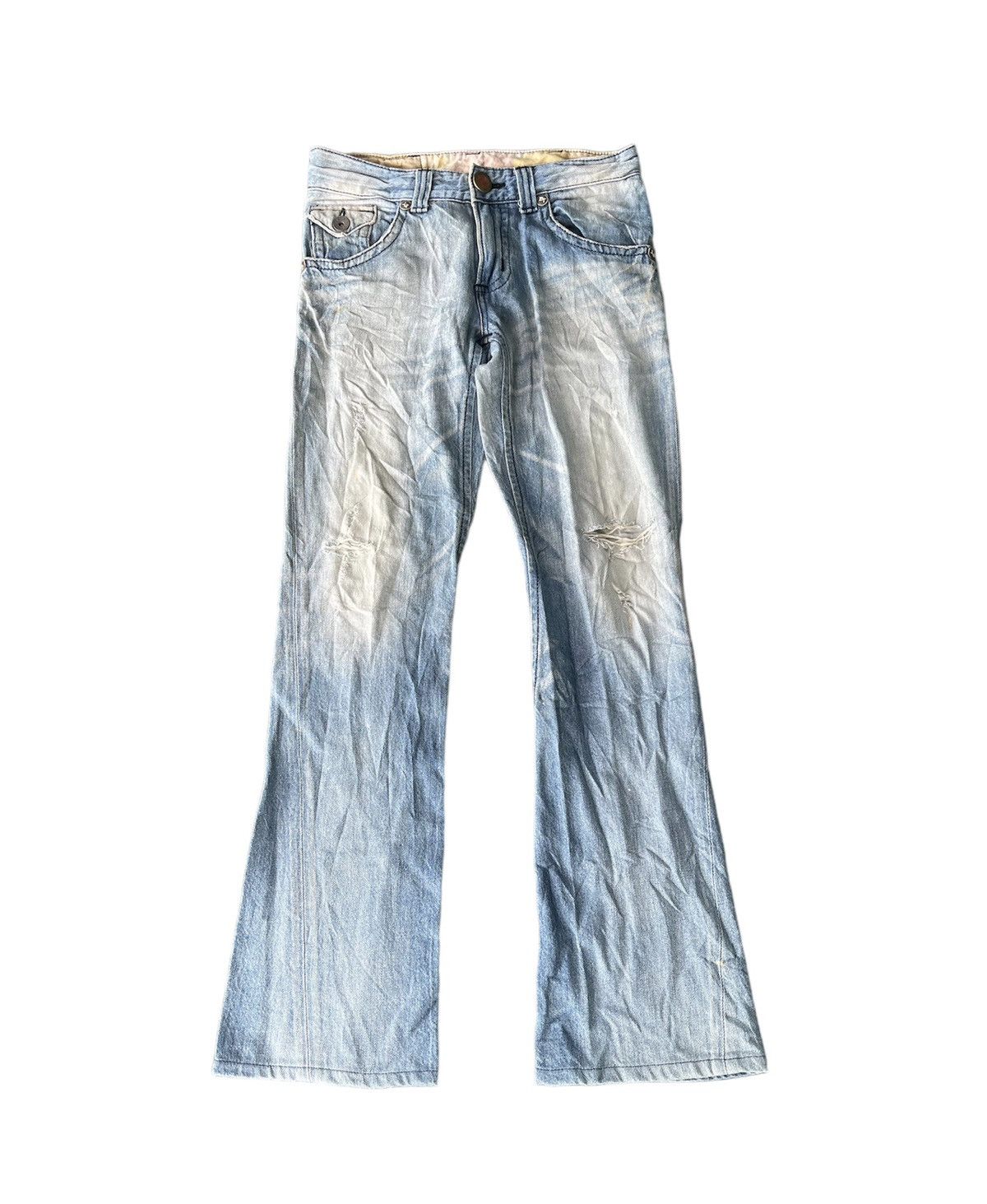 Image of Edwin Blue Trip Bootcut Distressed Jeans, Women's (Size 30)