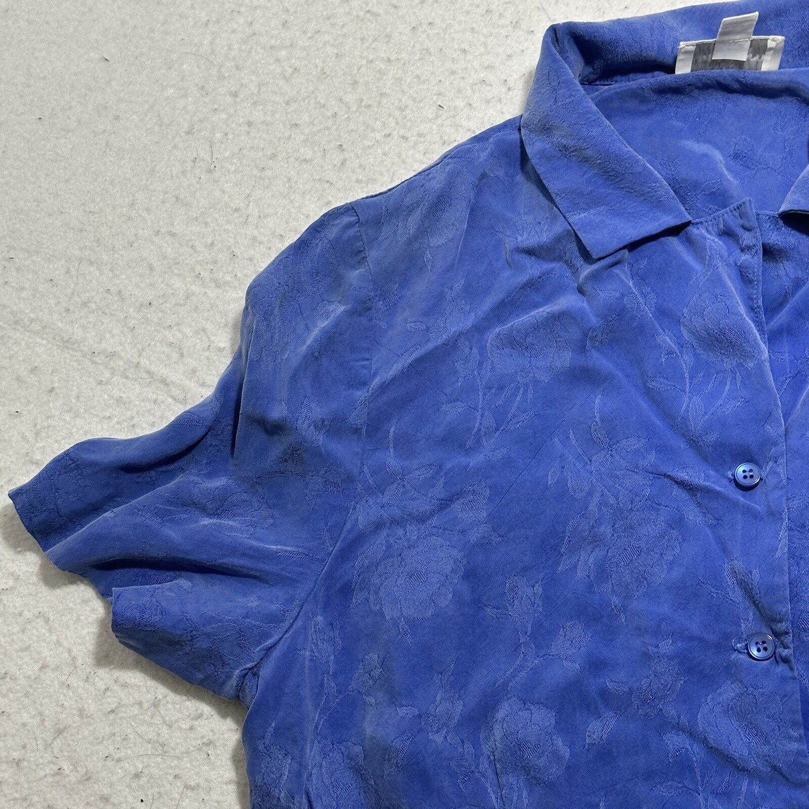 Liz Claiborne Liz Claiborne 14 Blue Button Front Short Sleeve Collared Top Size XL / US 12-14 / IT 48-50 - 5 Thumbnail
