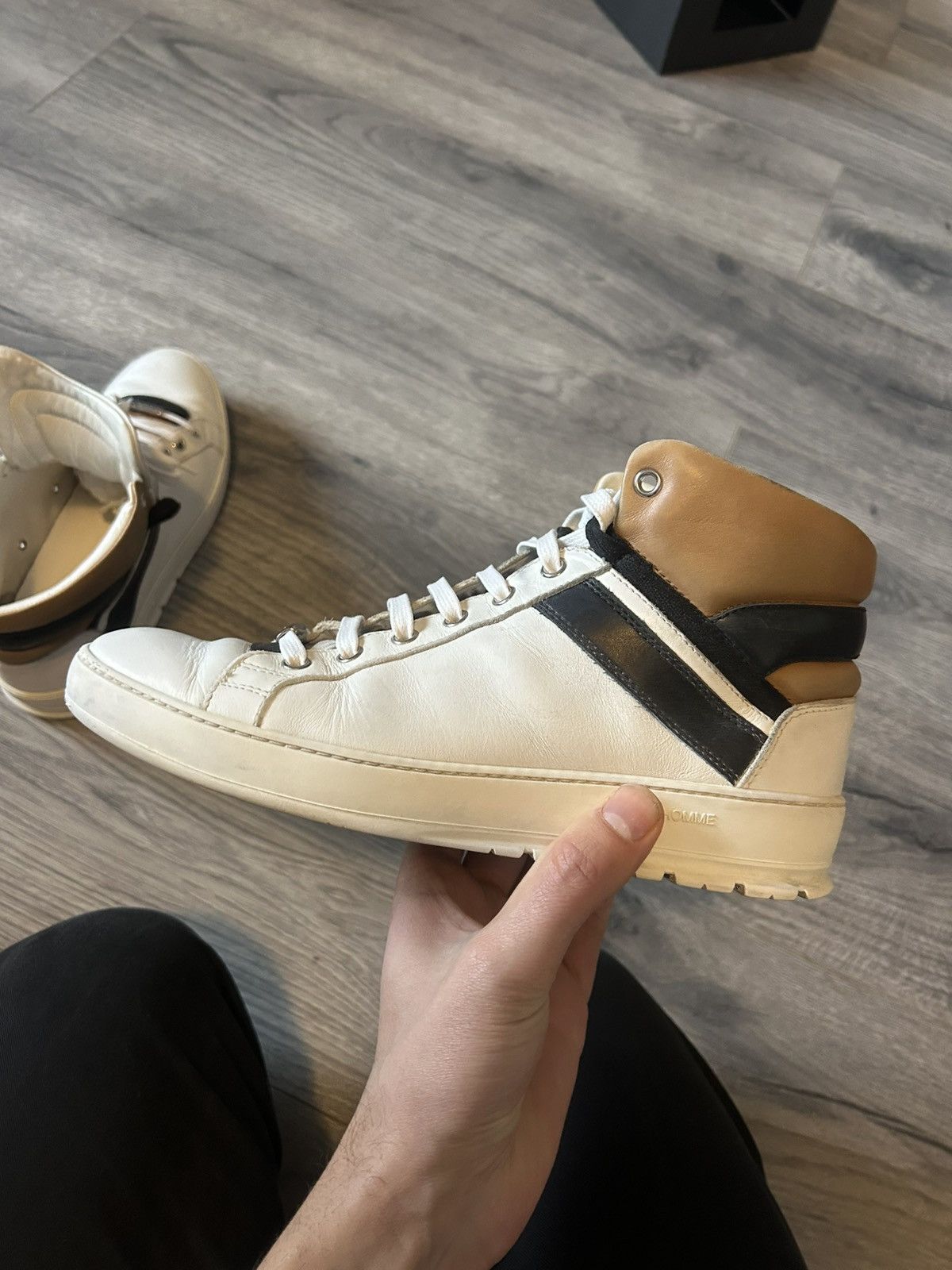 Dior Dior Homme High-Top Leather Sneakers in White and Tan Size US 8 / EU 41 - 12 Thumbnail