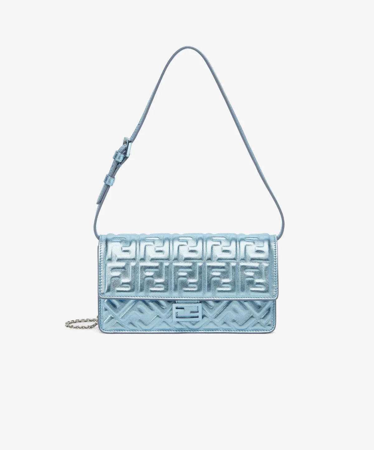 Fendi o1s1wg111225 Size: OS/Wallet On Chain Baguette in Light Blue Size ONE SIZE - 1 Thumbnail