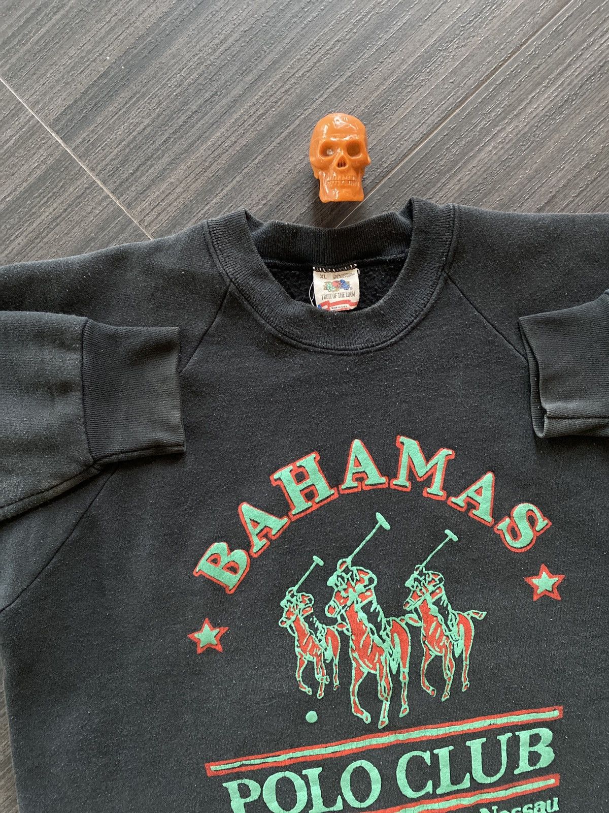 Fruit Of The Loom × Vintage 90s bahamas polo faded black sweatshirt XL Size US XL / EU 56 / 4 - 4 Thumbnail