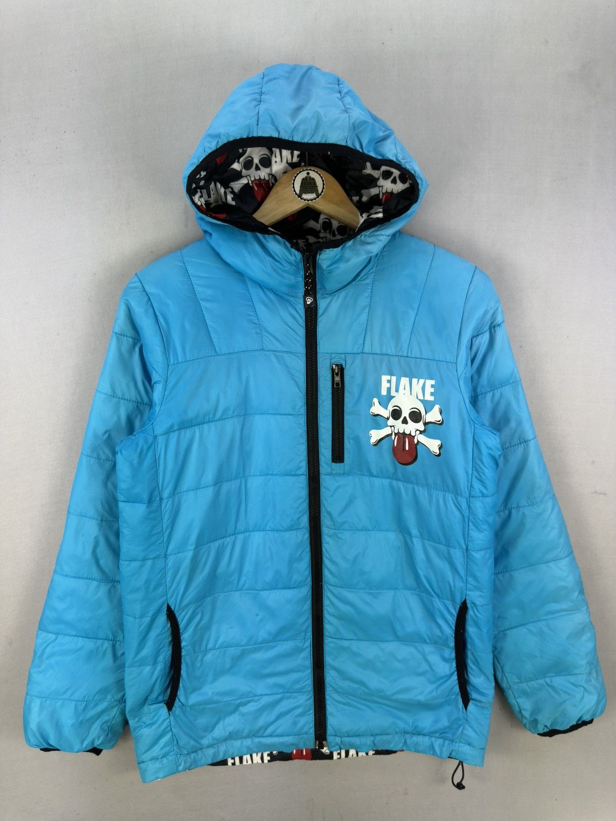 Japanese Brand Flake Big Logo Skull Light Puffer Reversible Jacket Size US S / EU 44-46 / 1 - 1 Thumbnail