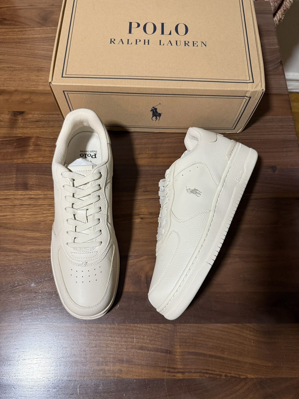 Polo Ralph Lauren Polo Ralph Lauren Masters Court Leather Sneaker in Ecru Size US 11 / EU 44 - 1 Thumbnail