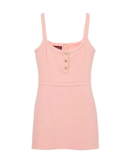 Gucci o1la5ras0526 Cotton Tweed Mini Dress in Pink Size L / US 10 / IT 46 - 1 Preview