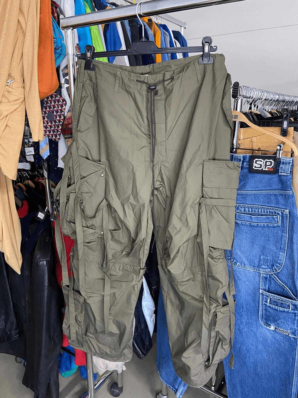 image of Vintage Military Cargo Pants Green Multipockets, Men's (Size 41)