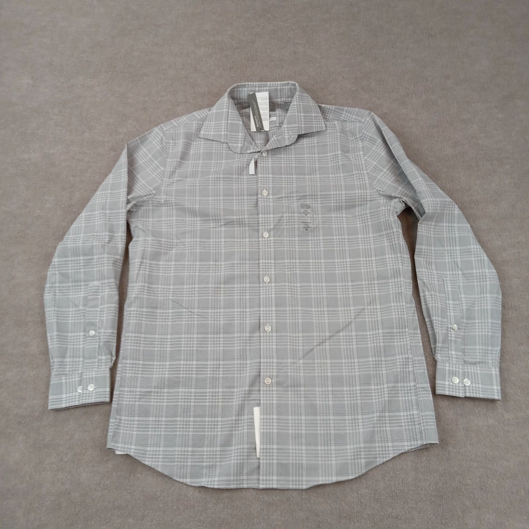 Michael Kors Michael Kors Shirt Mens 15.5-32/33 Gray Plaid Button Up Regular Fit Stretch Shirt Size US L / EU 52-54 / 3 - 2 Thumbnail