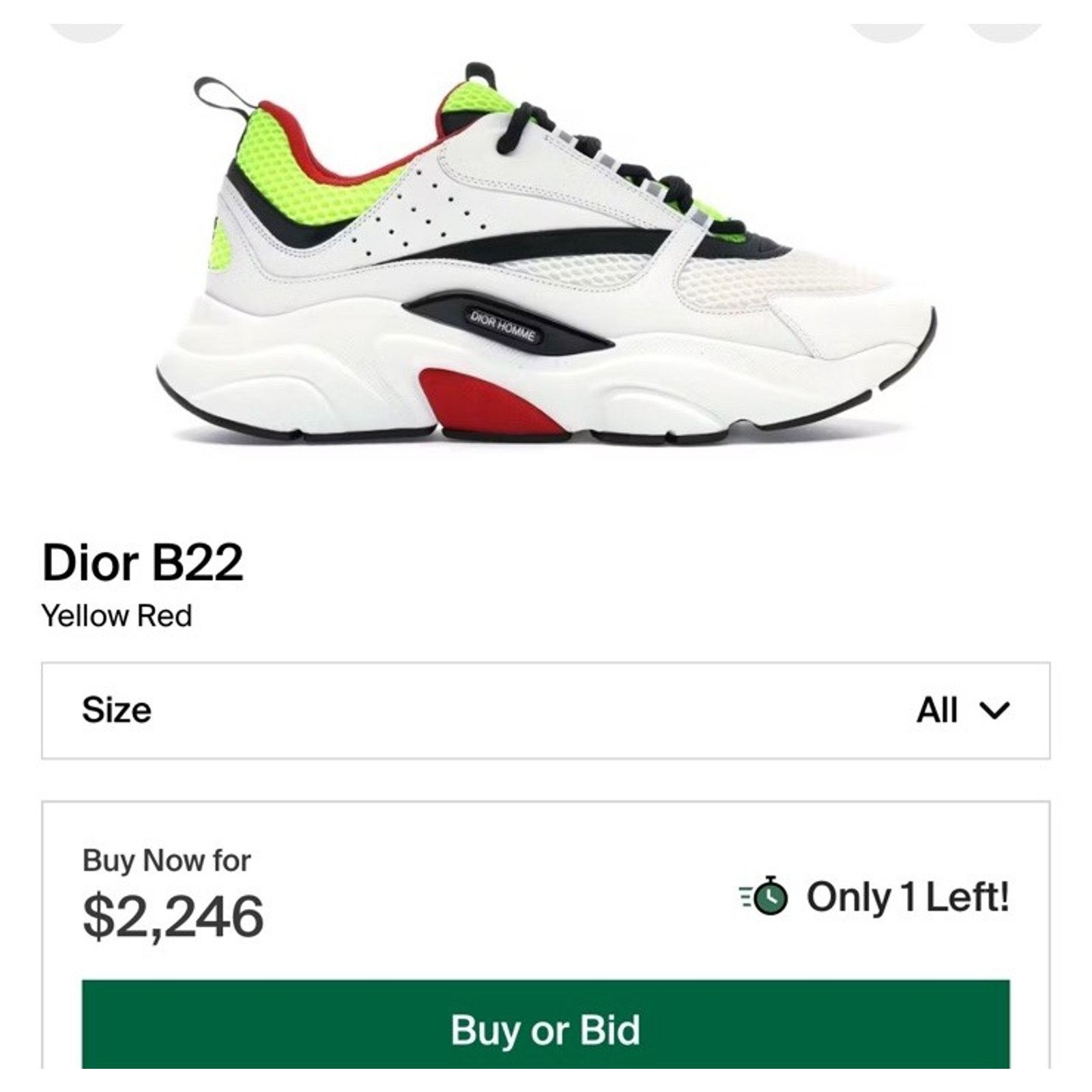 Dior Size 41EU/8US - Dior B22 Yellow/Red Trainers Size US 8 / EU 41 - 10 Thumbnail