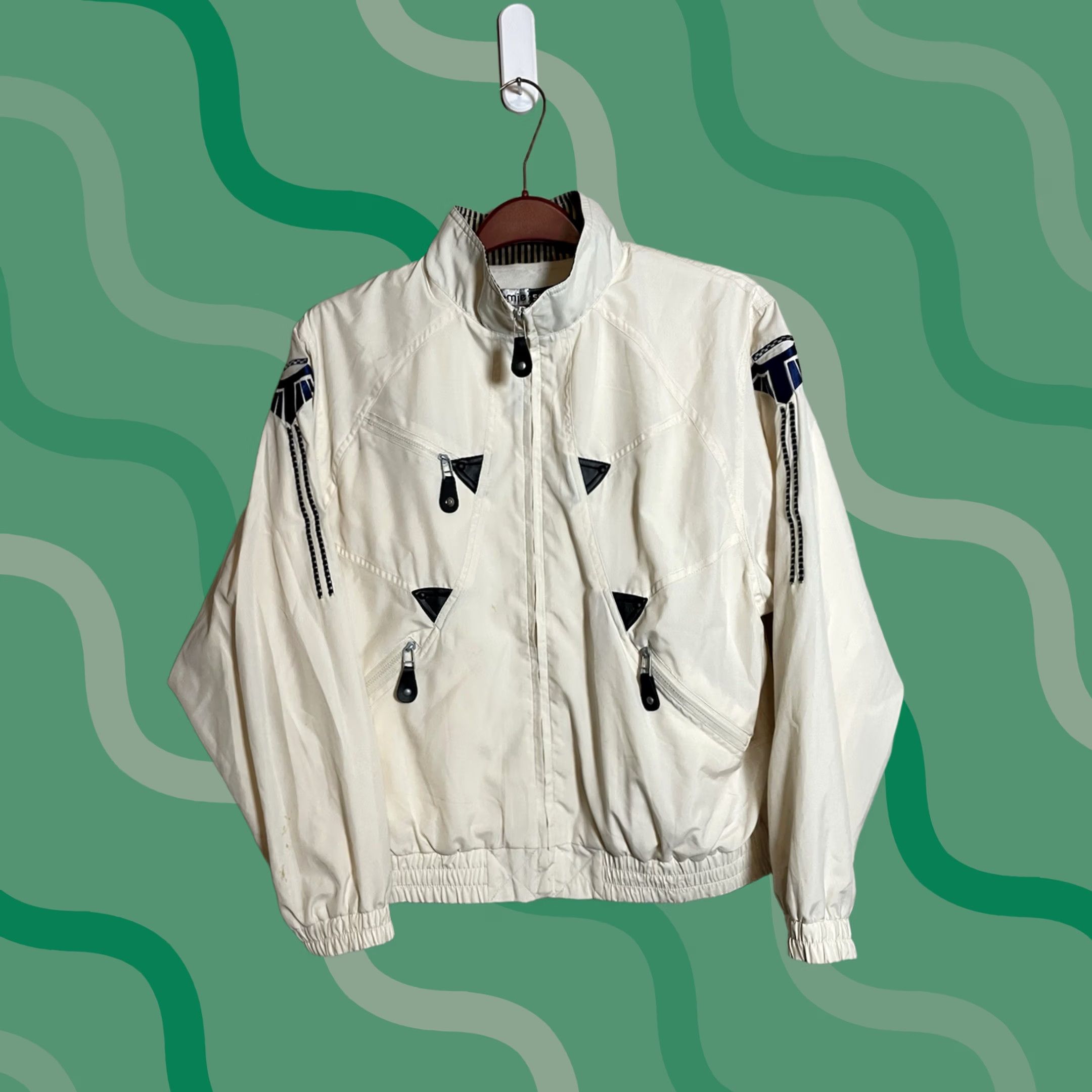 Vintage Jamie Sadock Jacket Womens M White Full Zip Pockets Removable Sleeves Basic Activewear Athleisure Golf Size M / US 6-8 / IT 42-44 - 1 Thumbnail