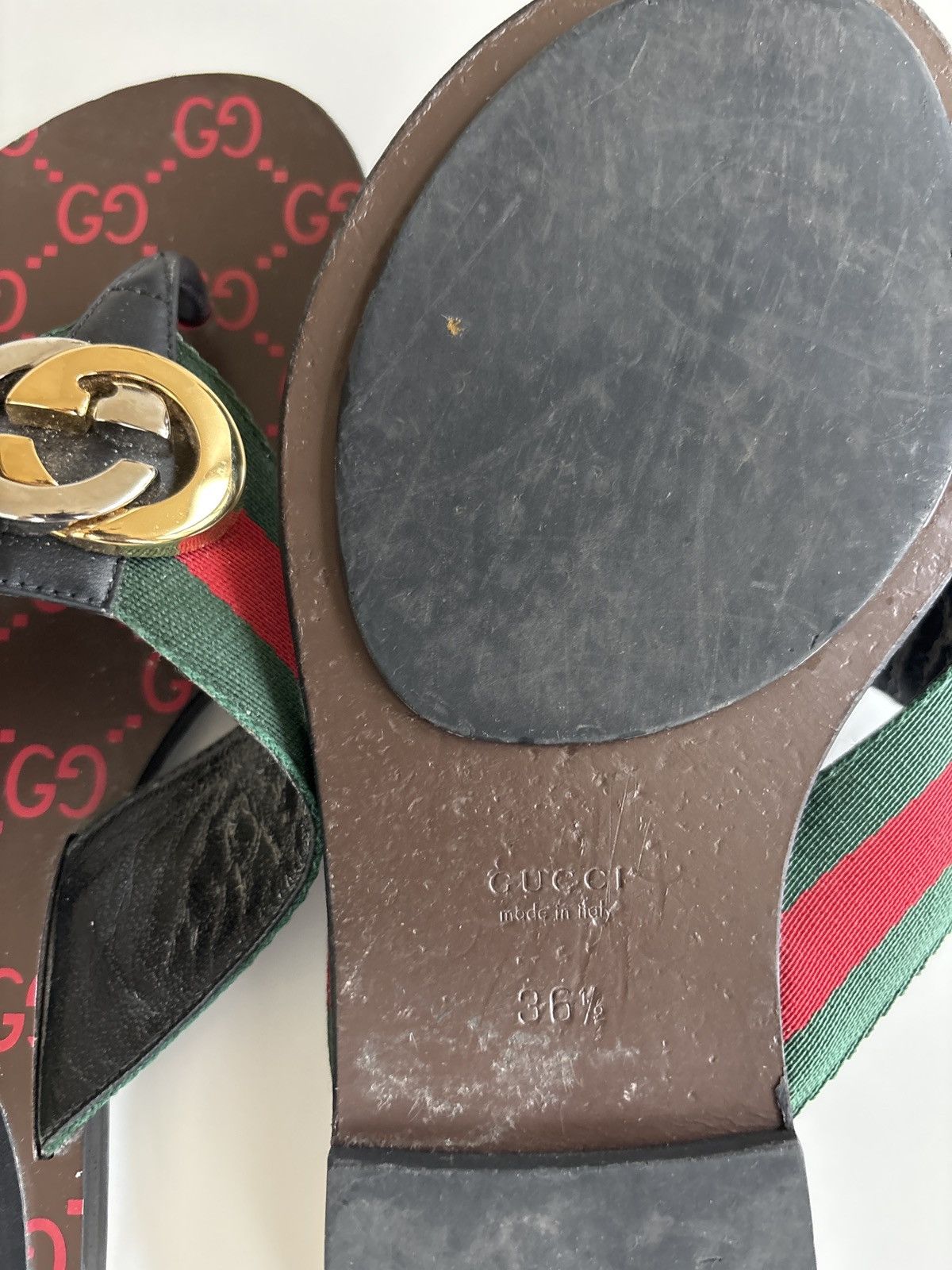 Gucci Gucci Women's Kika Web Thong Sandals Size US 6 / IT 36 - 4 Thumbnail
