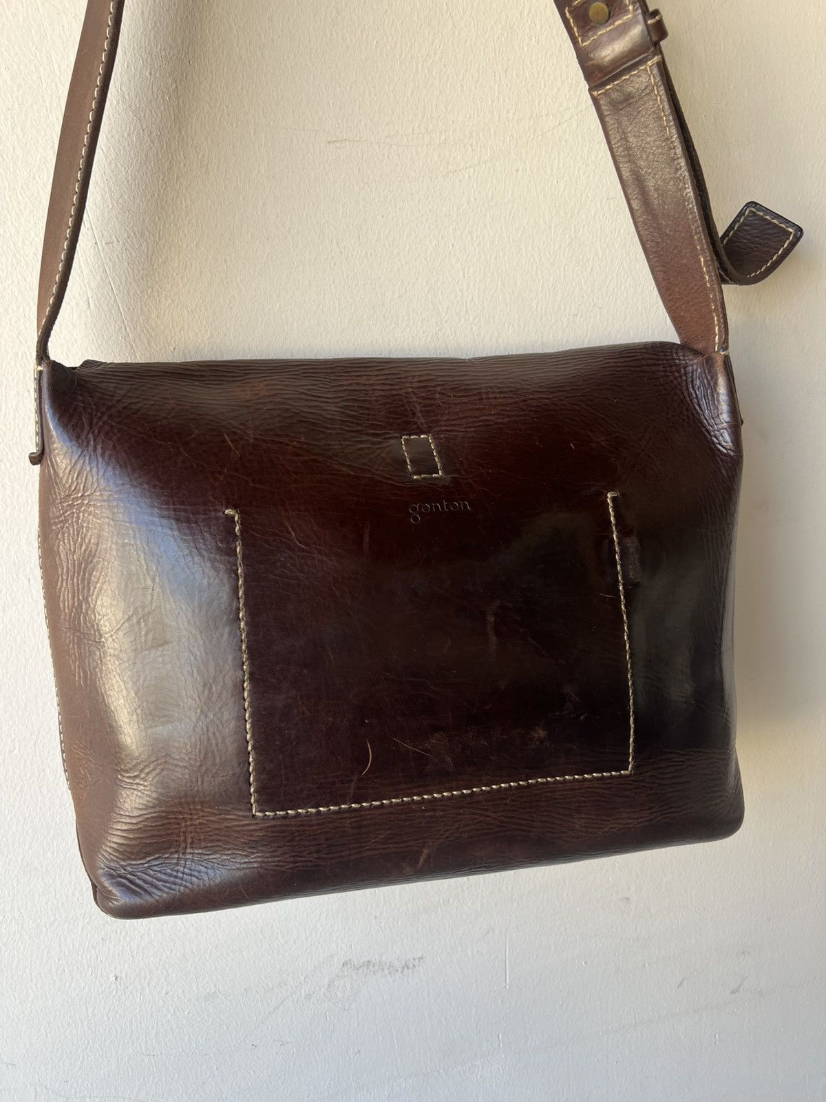 Leather Genten Japan Patina Solid Leather Messenger Bag Size ONE SIZE - 22 Thumbnail