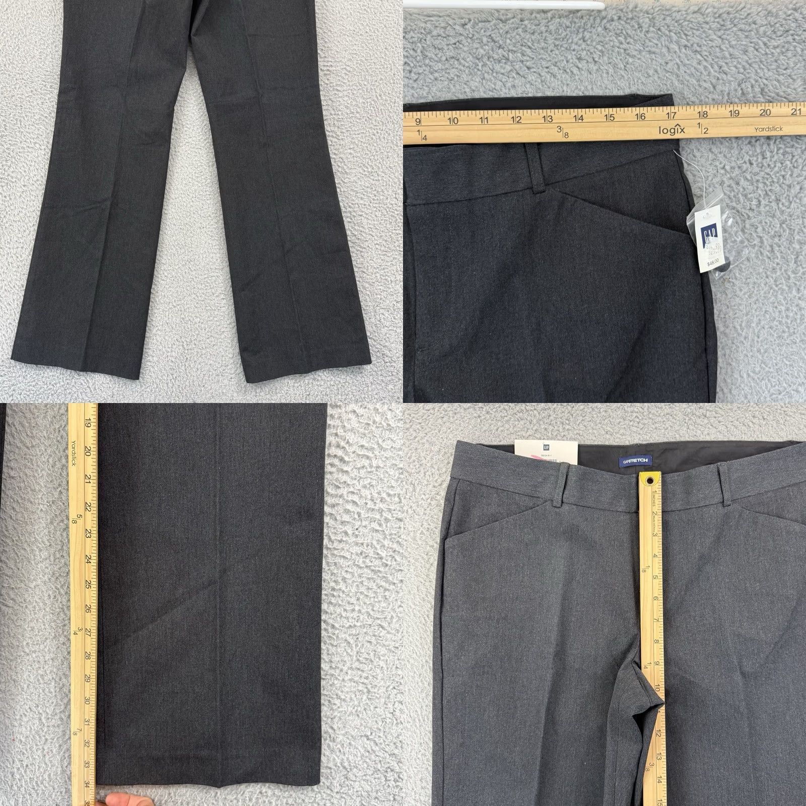 Gap VINTAGE Gap Pants Womens 12 Black Flared Trouser Stretch 34x34 NWT City 90s Dress Pants Women Size 34" / US 12 / IT 48 - 8 Thumbnail