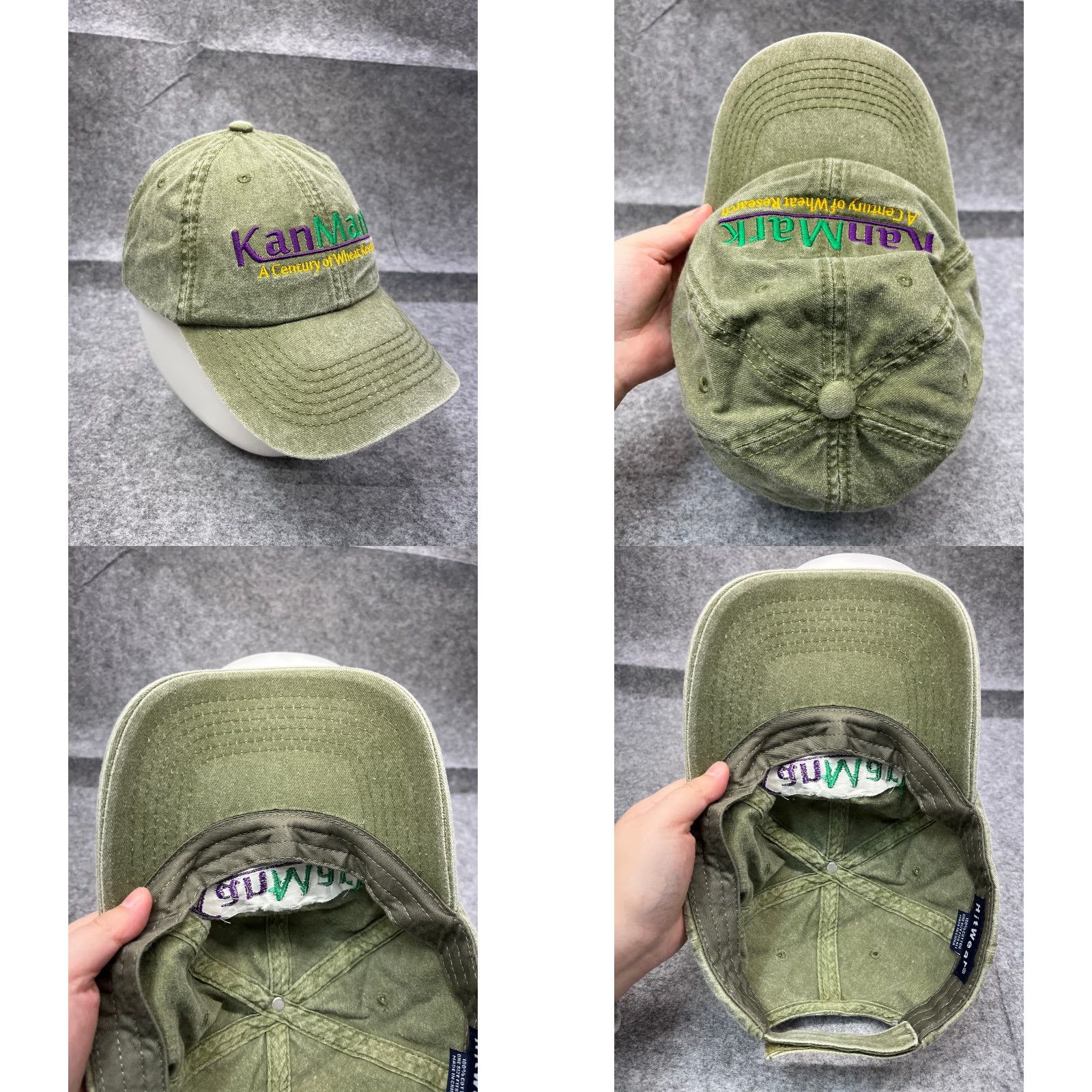 Vintage HitWear KanMark Wheat Hat Cap Strap Back Adult One Size Green Agriculture Farming Hat/Cap Baseball Cap Men Size ONE SIZE - 8 Thumbnail