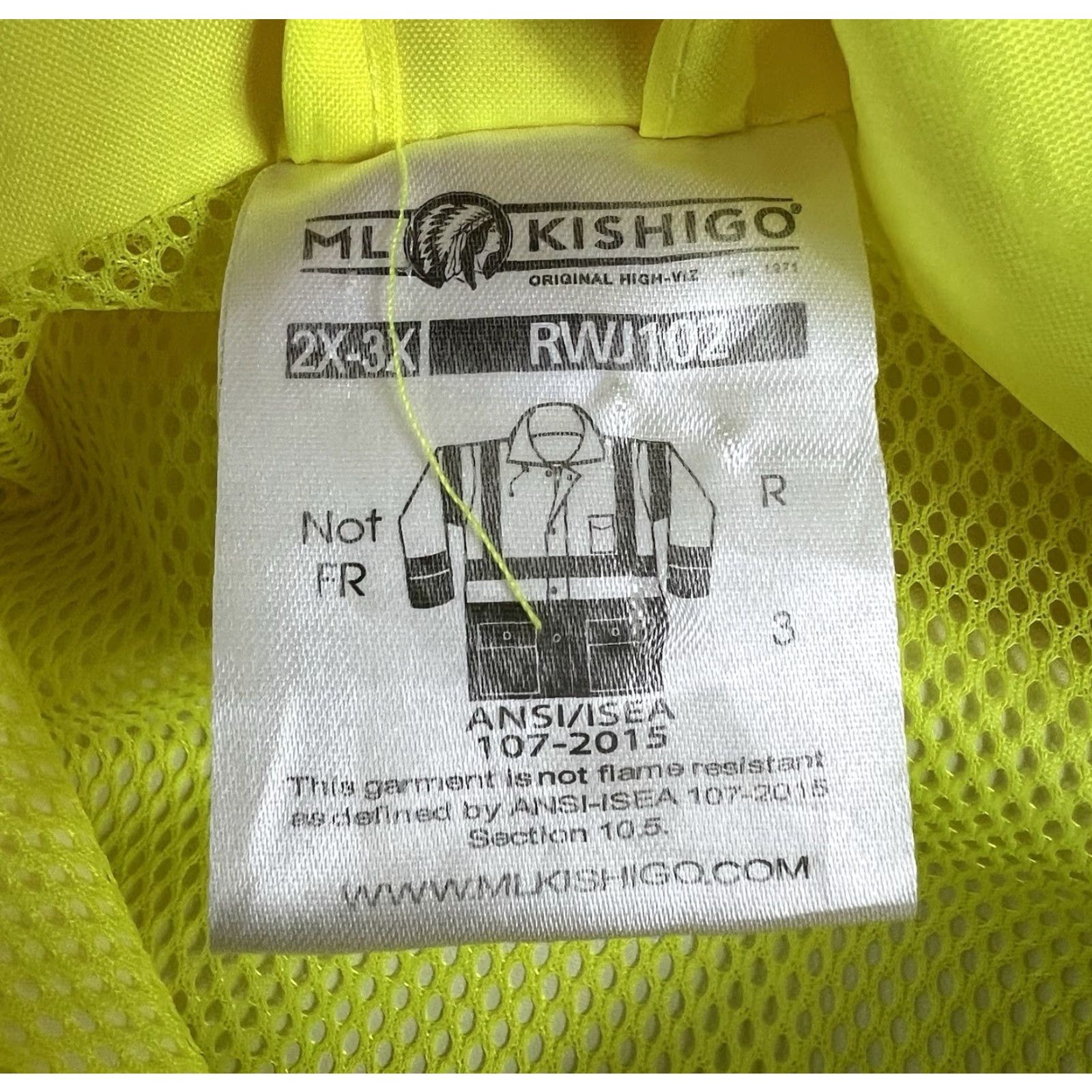 Vintage ML Kishigo Yellow Reflective Safety Coat High Visibility Jacket 2XL-3XL RWJ102 Size US XXL / EU 58 / 5 - 6 Thumbnail