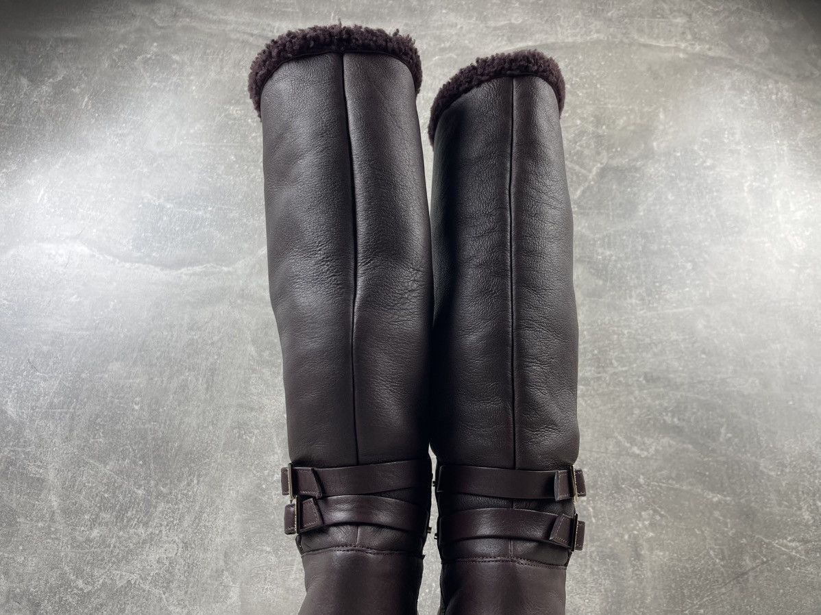 Jimmy Choo Jimmy Choo Belted Hight Shearling Leather Burgundy Boots Size US 7 / IT 37 - 11 Thumbnail