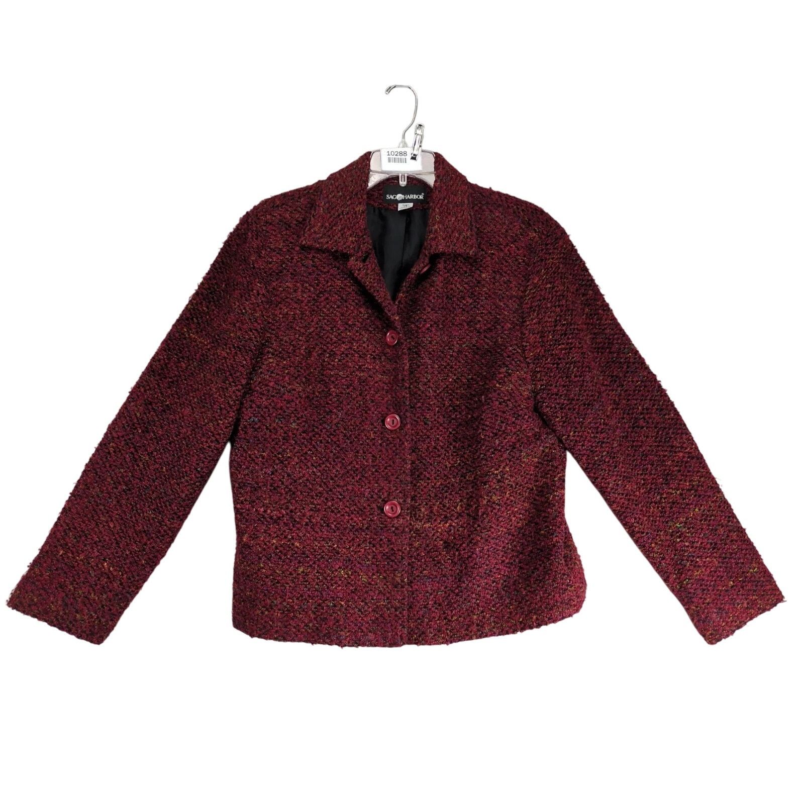 Vintage Sag Harbor Burgundy Tweed Pea Coat Women's 14 Lined Size XL / US 12-14 / IT 48-50 - 1 Thumbnail