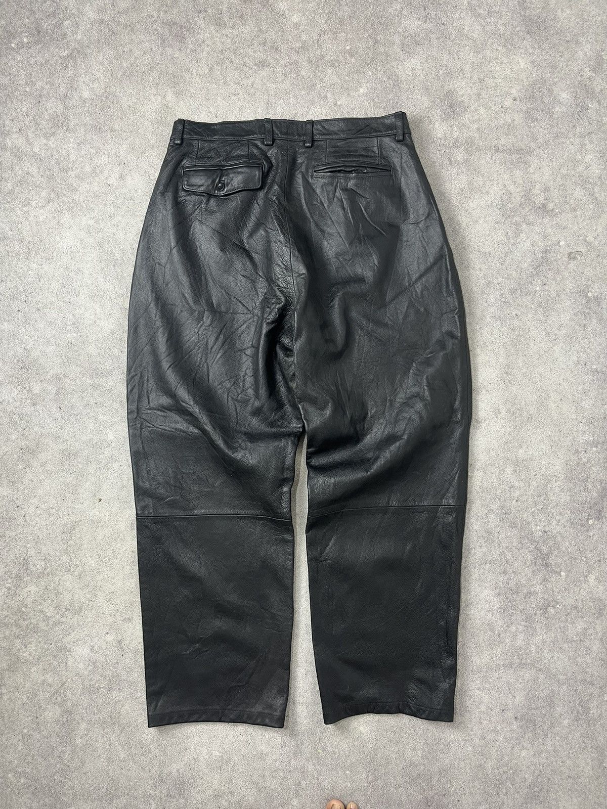 Vintage I garage uomo leather double tuck pants Size US 33 - 8 Thumbnail