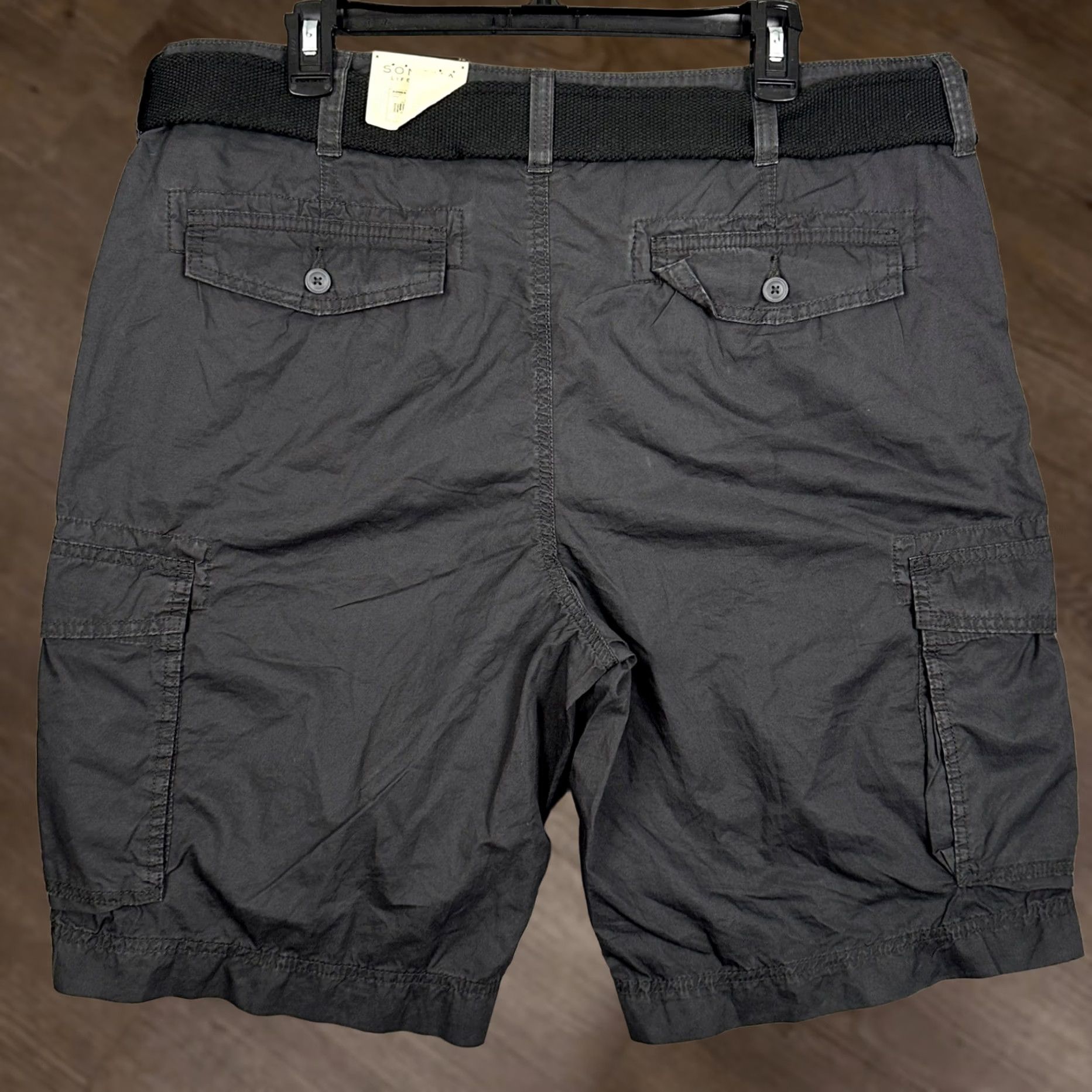 Vintage Sonoma Goods for Life Cargo Shorts 38 Gray Belted Pocket Hiking Outdoor Casual Workwear Travel Mens Size US 38 / EU 54 - 1 Thumbnail