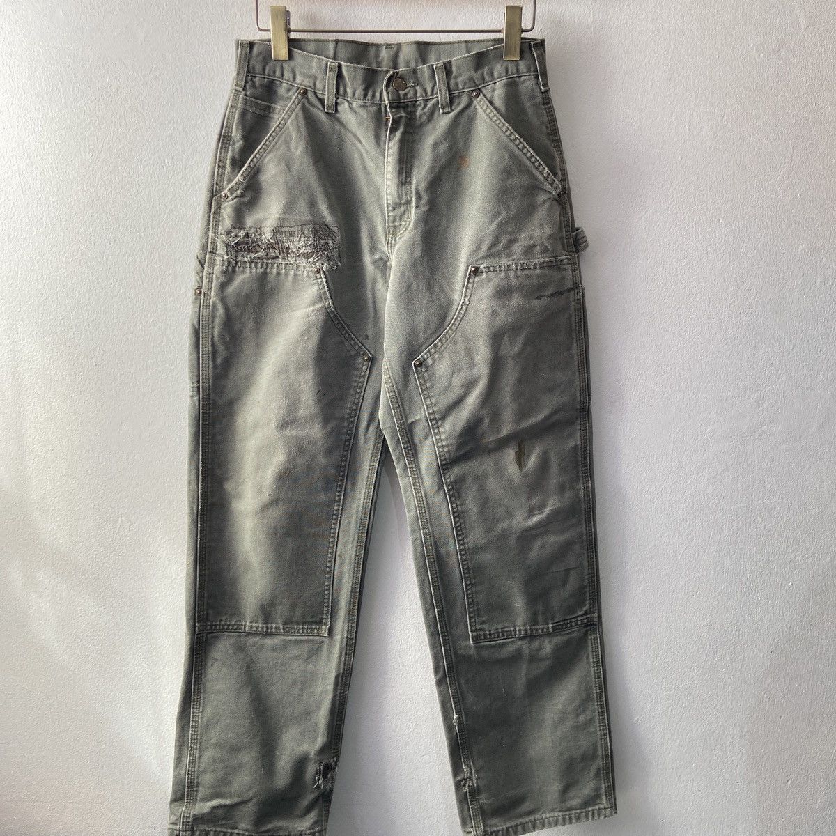 Carhartt × Vintage Distressed Faded Vintage Carhartt Double Knee Moss Green Size US 30 / EU 46 - 7 Thumbnail