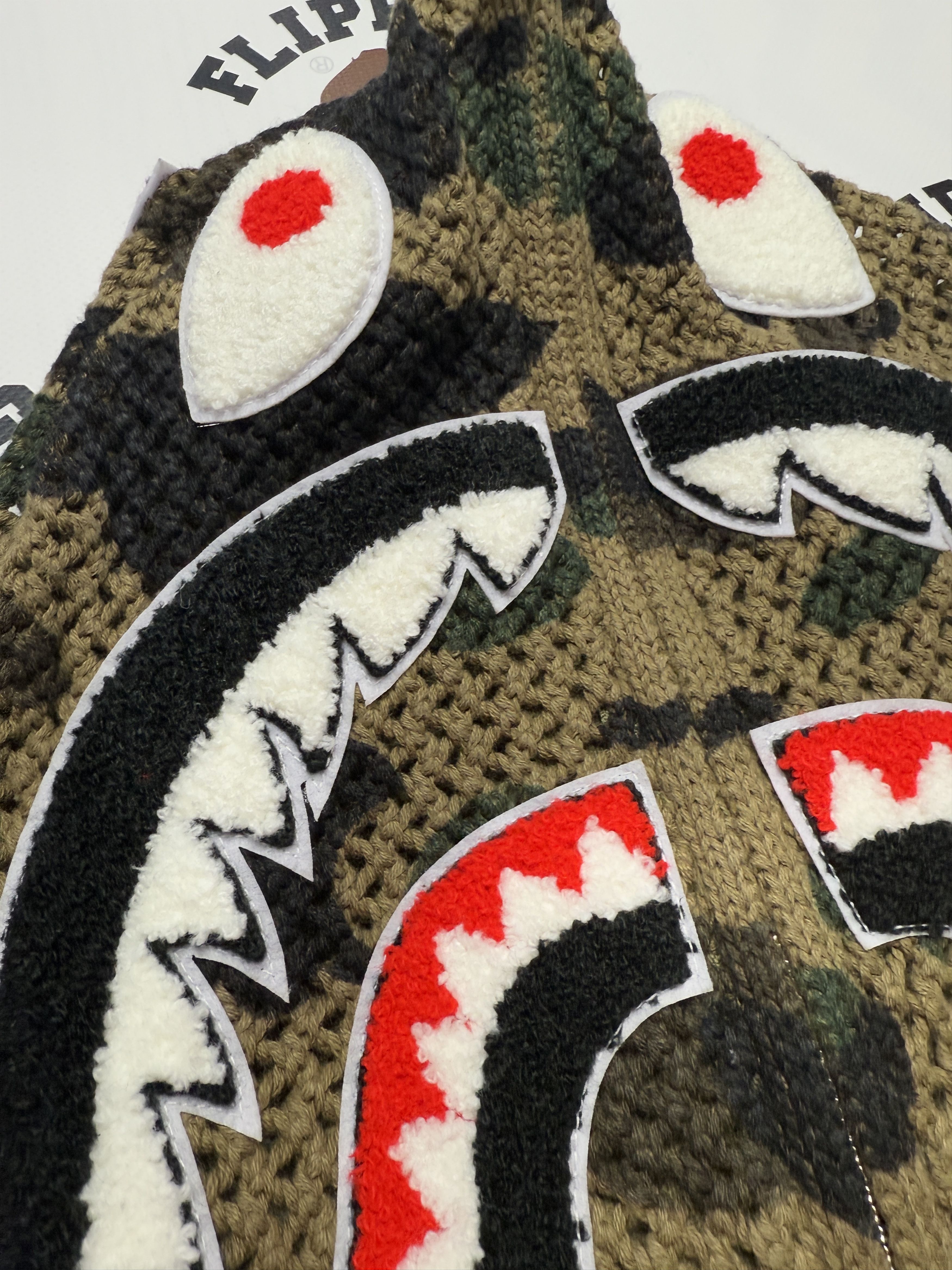 Bape 1ST CAMO CROCHET SHARK FULL ZIP HOODIE Size US L / EU 52-54 / 3 - 4 Thumbnail