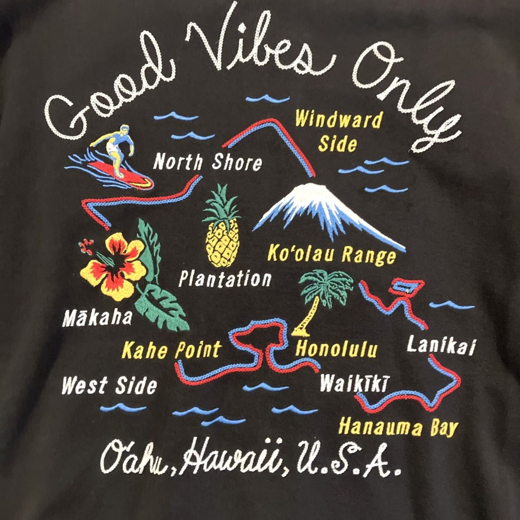 Gap VINTAGE Gap Track Jacket M Black Full Zip Chain Stitch OAHU Good Vibes Only Mens Size US M / EU 48-50 / 2 - 5 Thumbnail