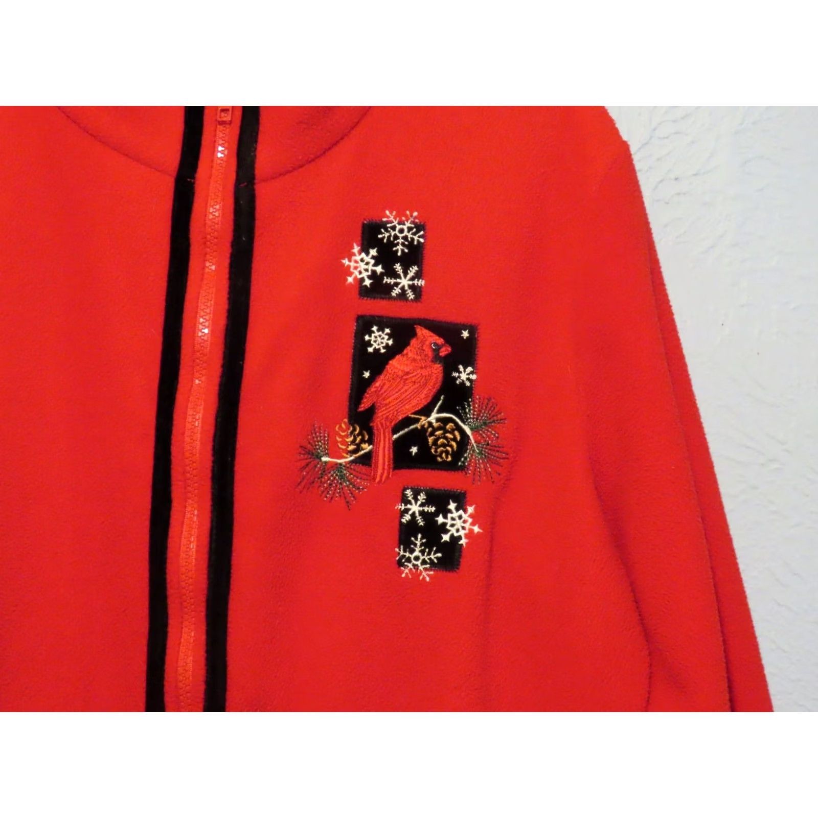 Vintage VINTAGE Decorated Originals Red Full Zip Sweater Cardinal Pinecone Womens M Size M / US 6-8 / IT 42-44 - 2 Thumbnail