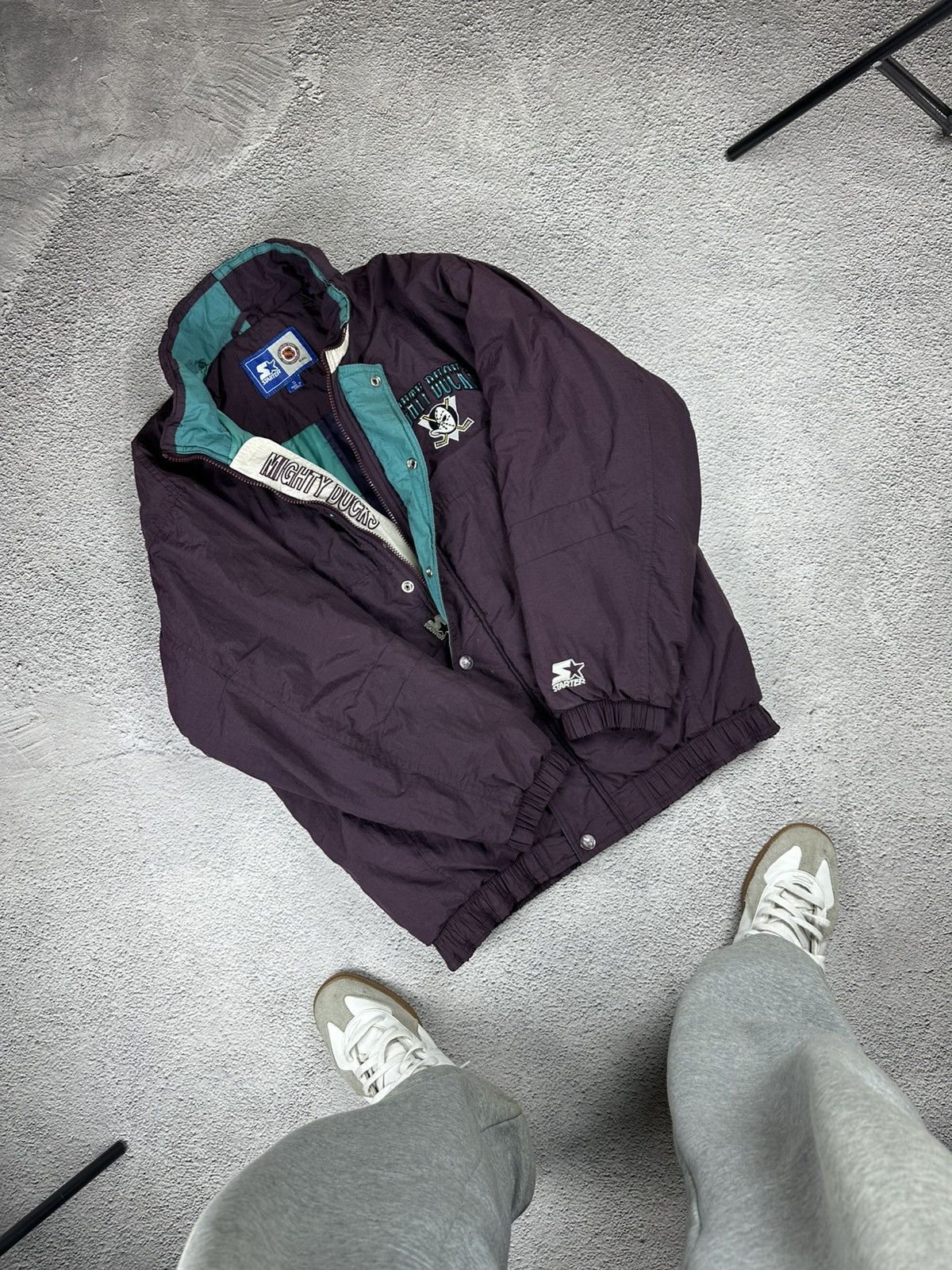 Starter Vintage The Mighty Ducks Starter NHL Nylon Jacket 90s Logo Size US S / EU 44-46 / 1 - 1 Thumbnail