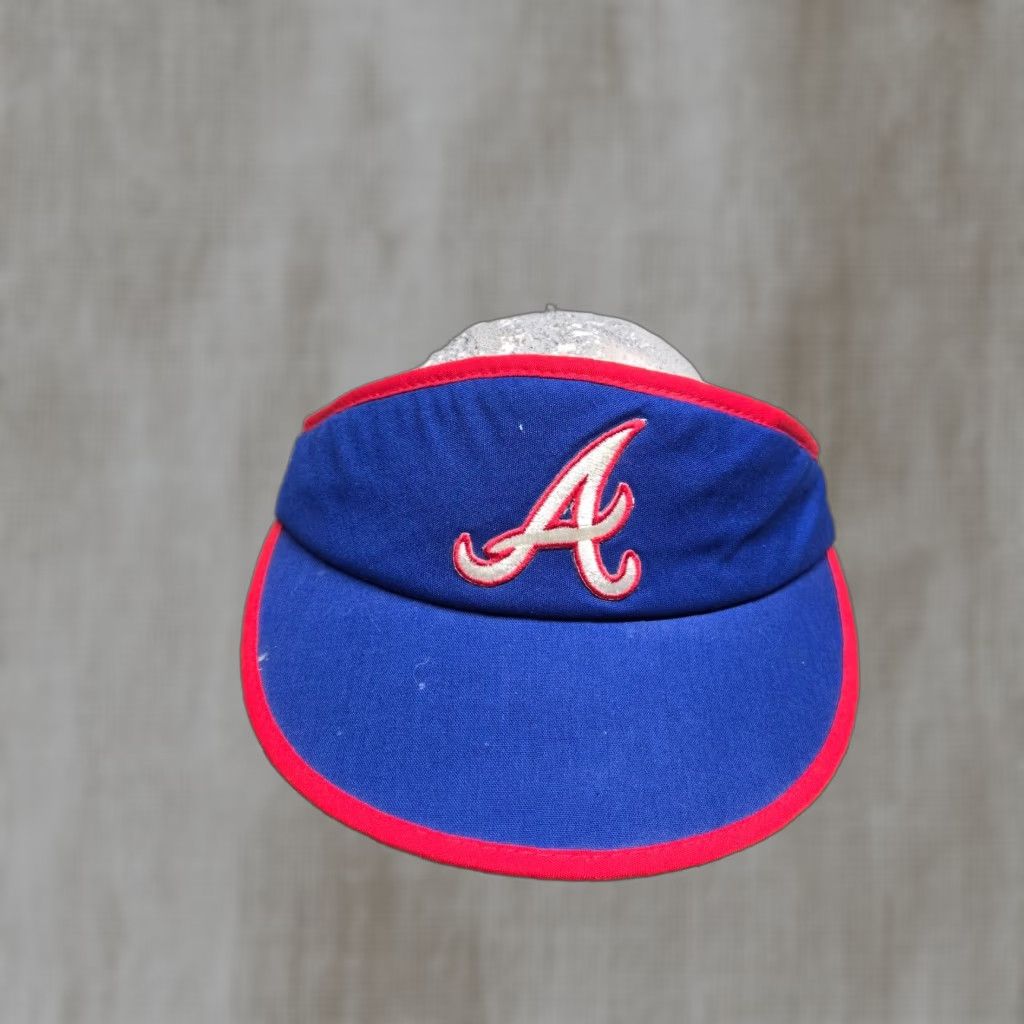 Starter Vintage Atlanta Braves 1980s MLB Visor Hat Cap Red White Blue OSFA Size ONE SIZE - 1 Thumbnail