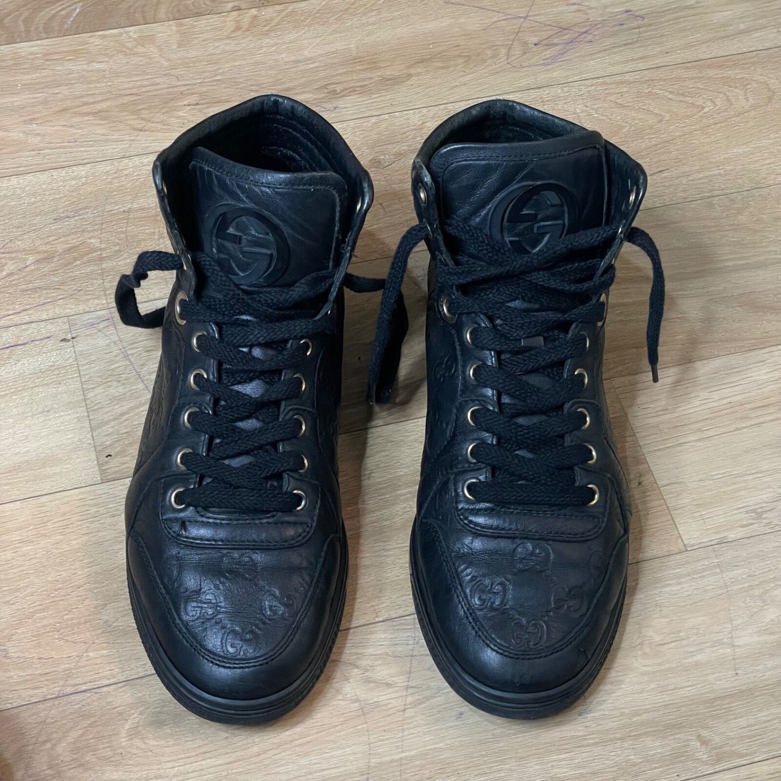 Gucci GUCCI Sneakers GG Web Dapper Black Leather High Top Monogram Size US 7.5 / IT 37.5 - 3 Thumbnail