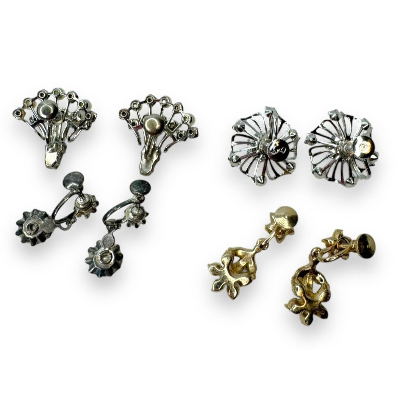 Vintage Vintage Blue Crystal Rhinestone & Faux Pearl Clip-On Earring Size ONE SIZE - 2 Thumbnail